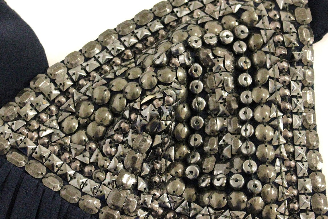 Anaikka Navy Blue Studs Embellished Top Women's Blouse