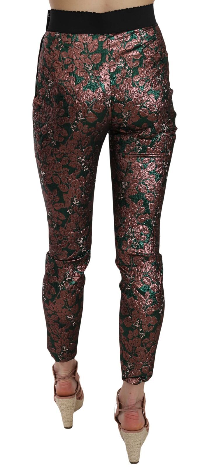 Dolce & Gabbana Multicolor Iridescent Brocade Jacquard Trousers Crop Women's Pants