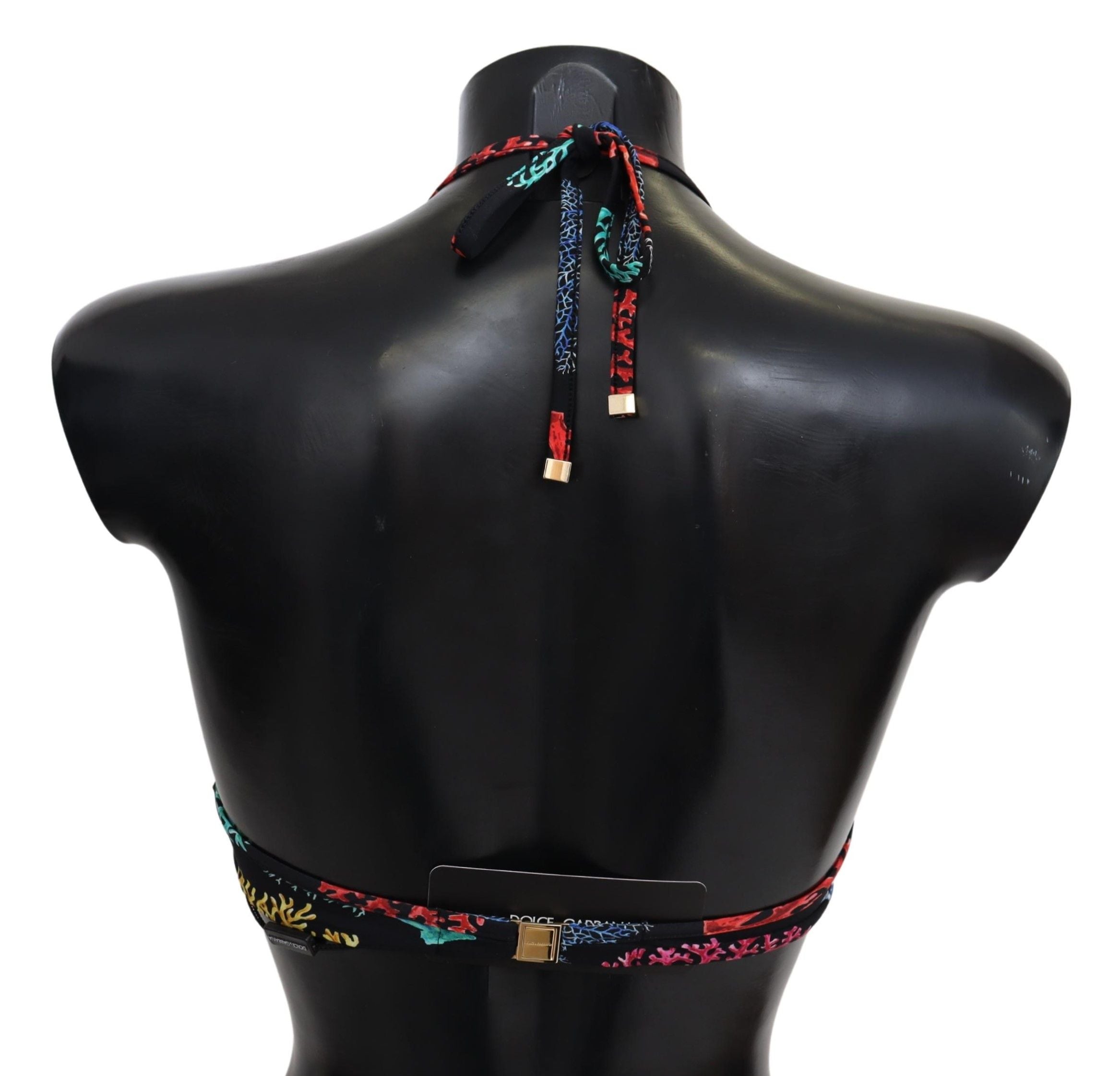 Dolce & Gabbana Black Corals Print Women Beachwear Bikini Women's Tops
