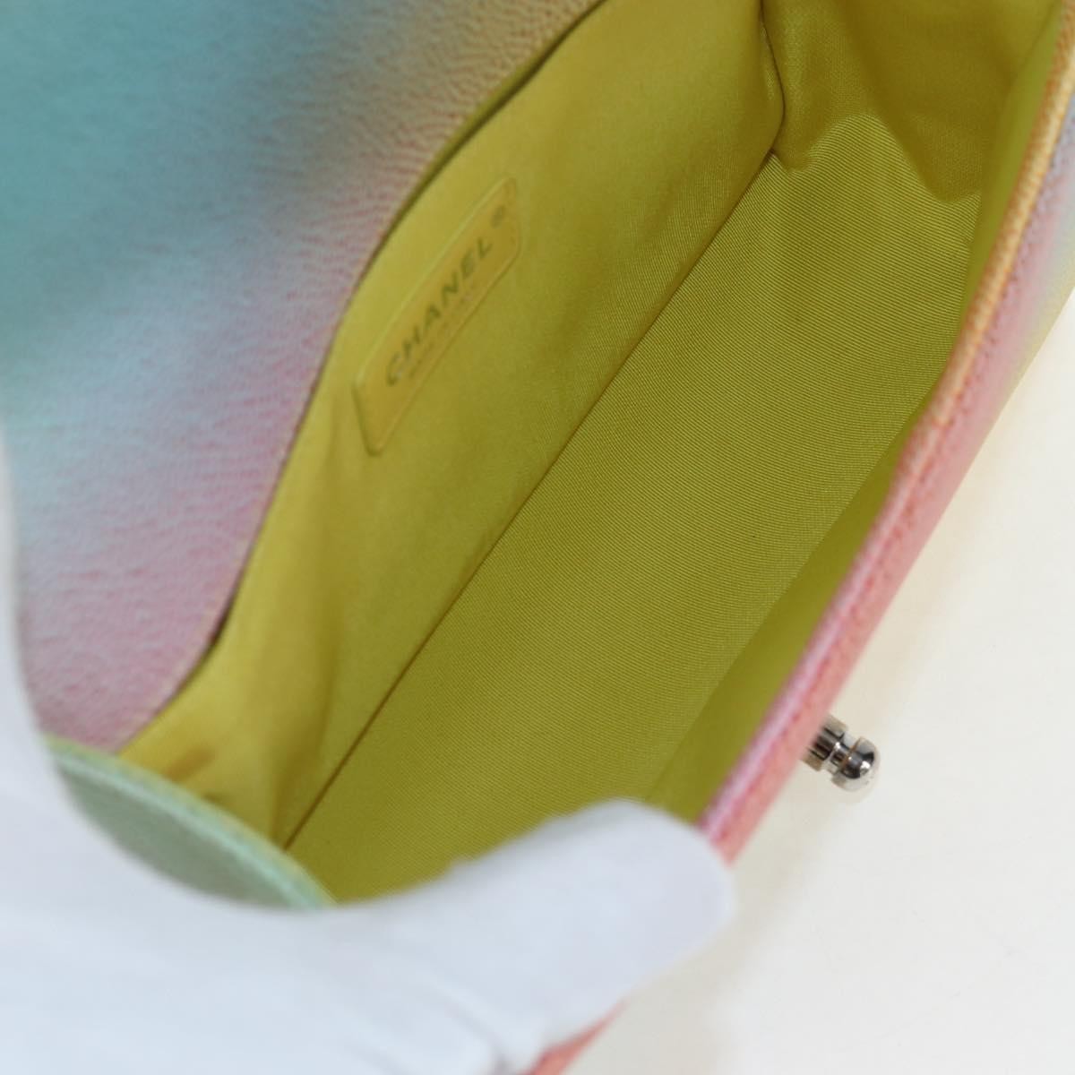 Chanel Rainbow Boy Flap Quilted Painted Caviar Multicolour Leather Shoulder Bag Bag (Pre-Owned)