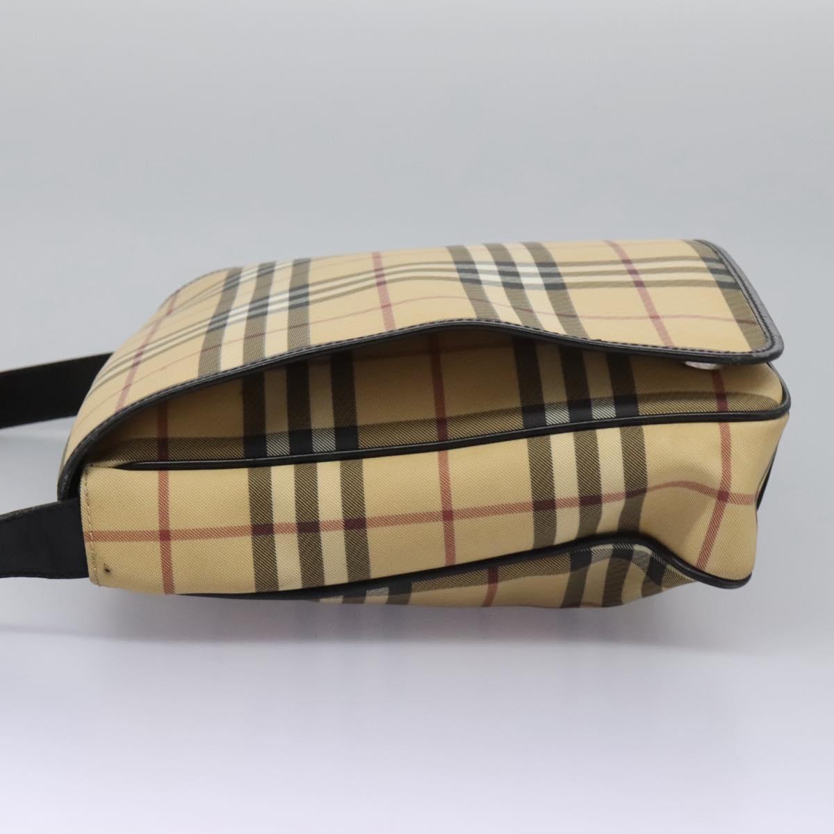 Burberry Nova Check Beige Canvas Shoulder Bag (Pre-Owned)