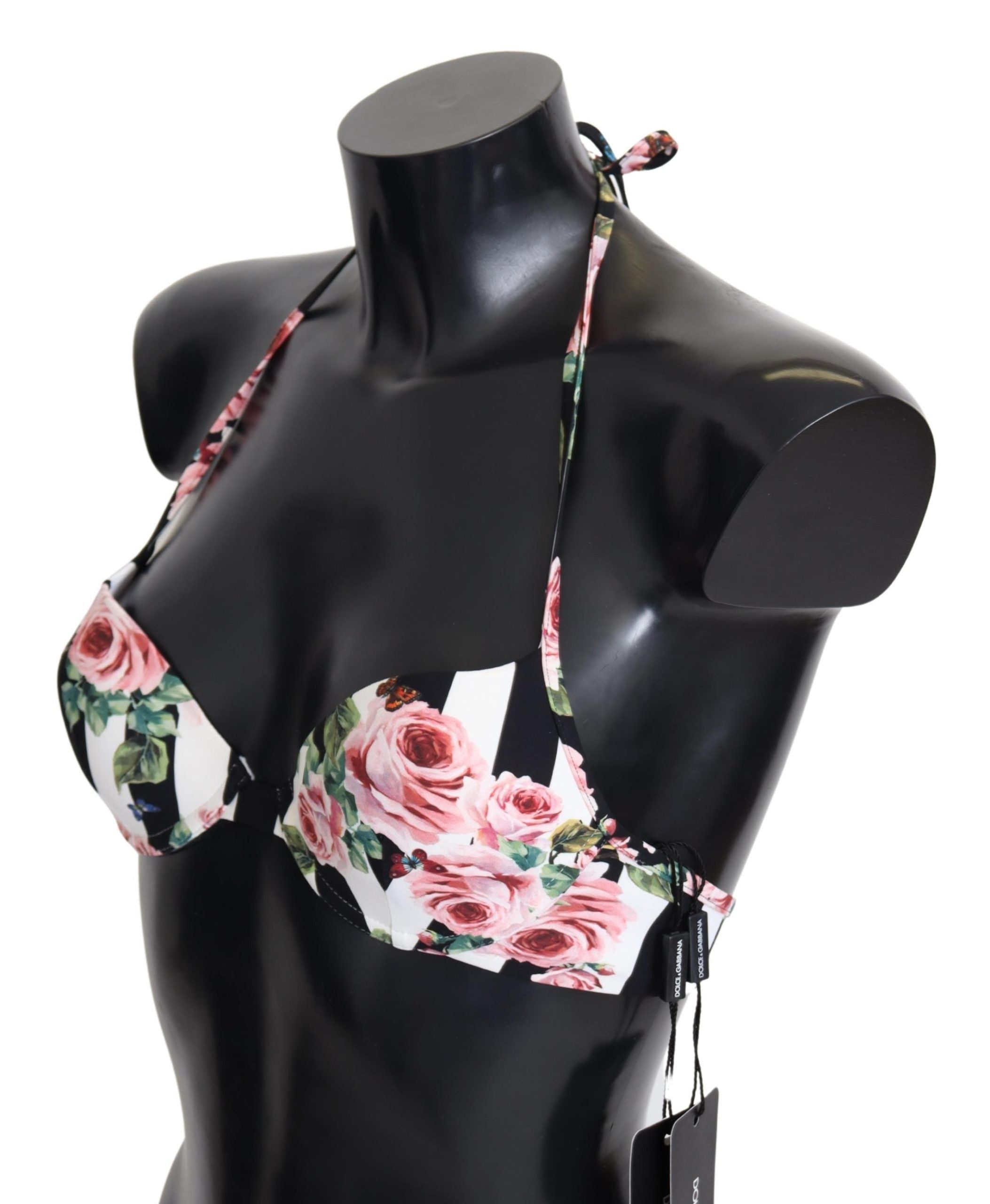 Dolce & Gabbana Chic Rose Print Bikini Top for Elegant Beach Women's Days