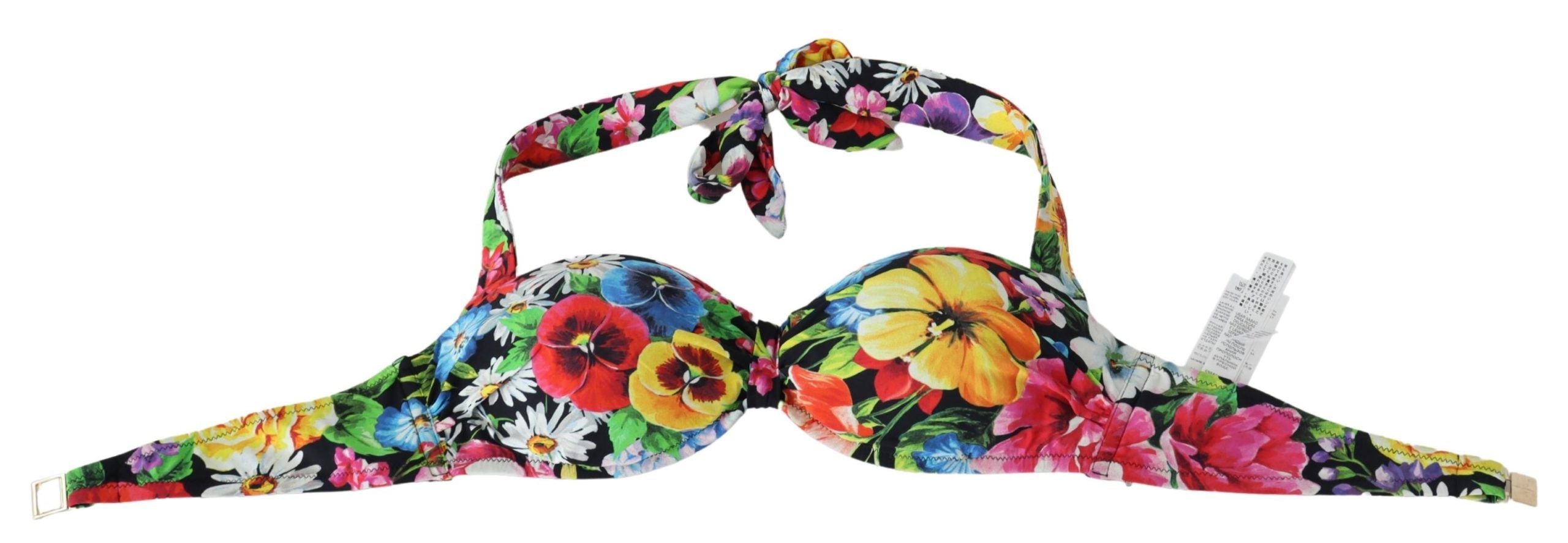 Dolce & Gabbana Multicolor Floral Print Swimwear Bikini Women's Tops