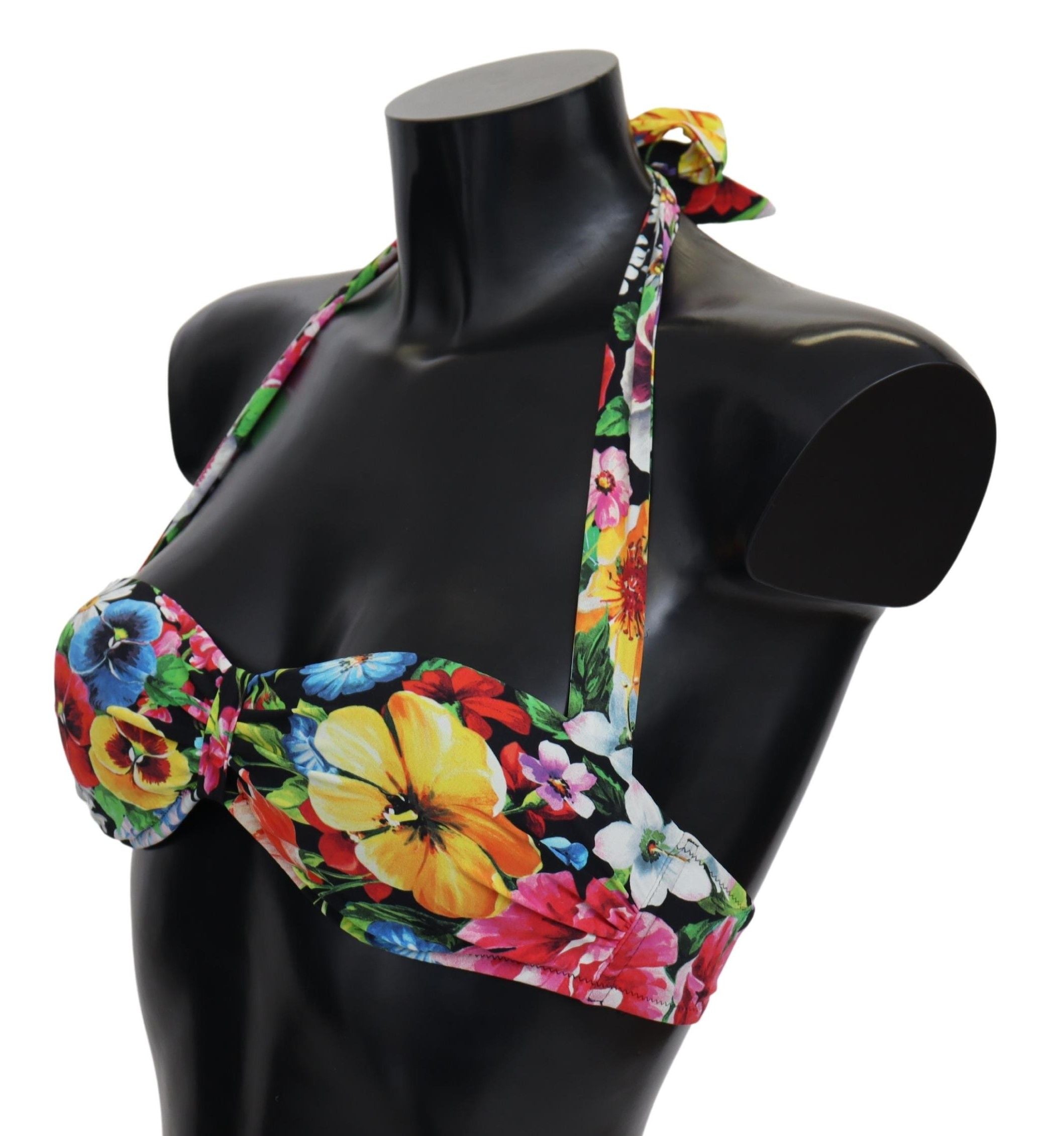Dolce & Gabbana Multicolor Floral Print Swimwear Bikini Women's Tops