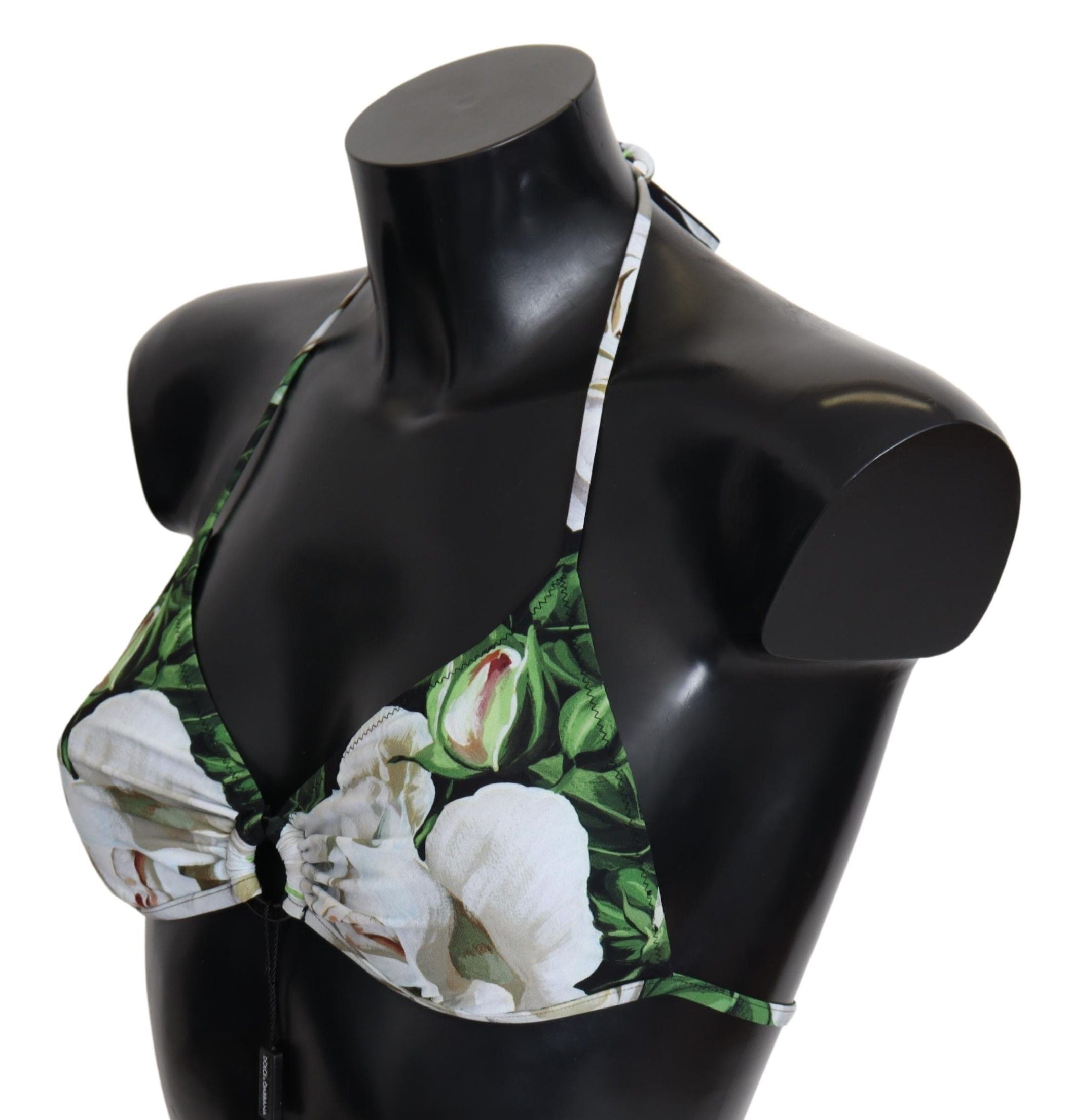 Dolce & Gabbana Multicolor Floral Print Halter Swimwear Bikini Women's Top