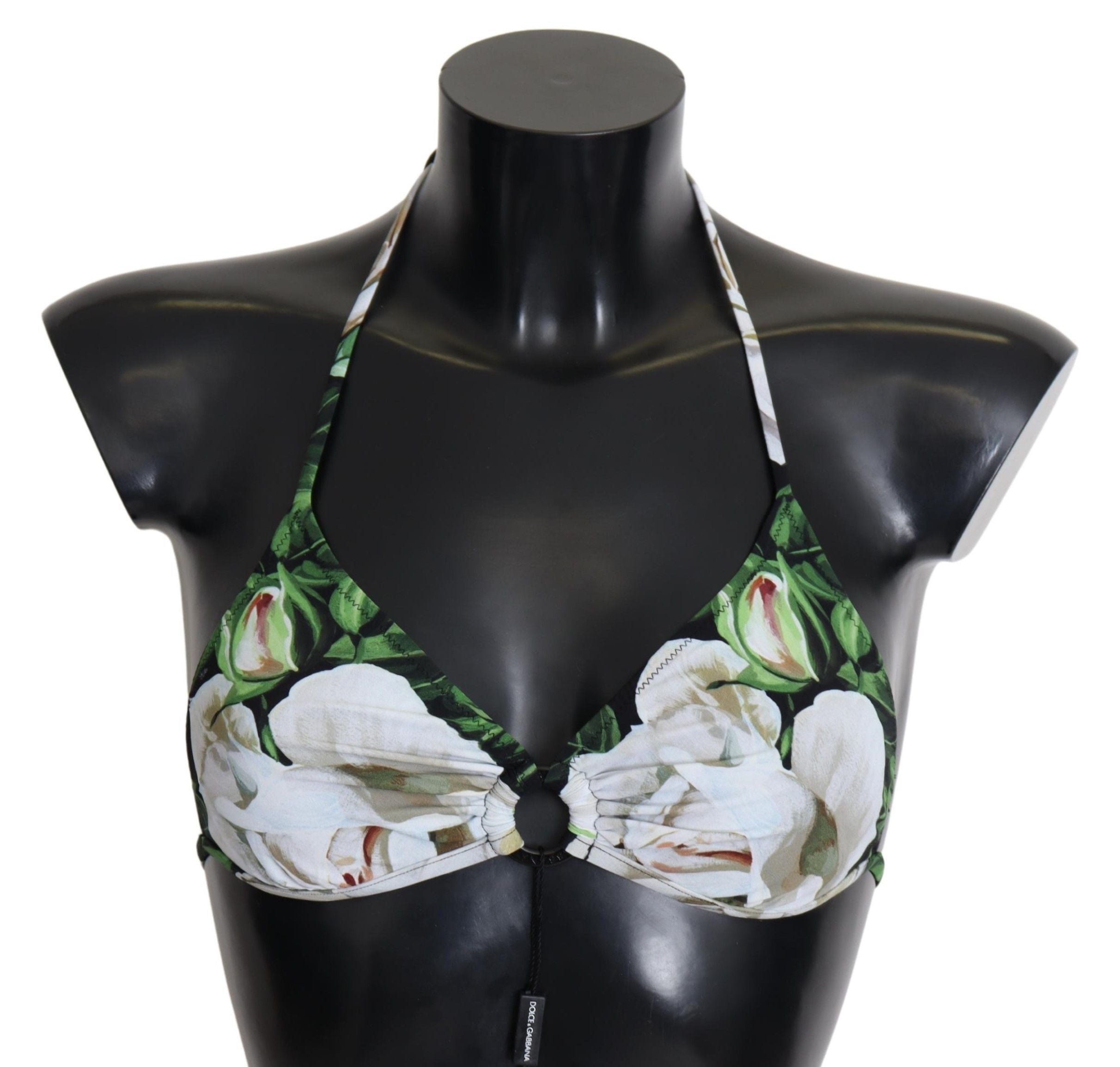 Dolce & Gabbana Floral Print Bikini Top with Logo Women's Clasp