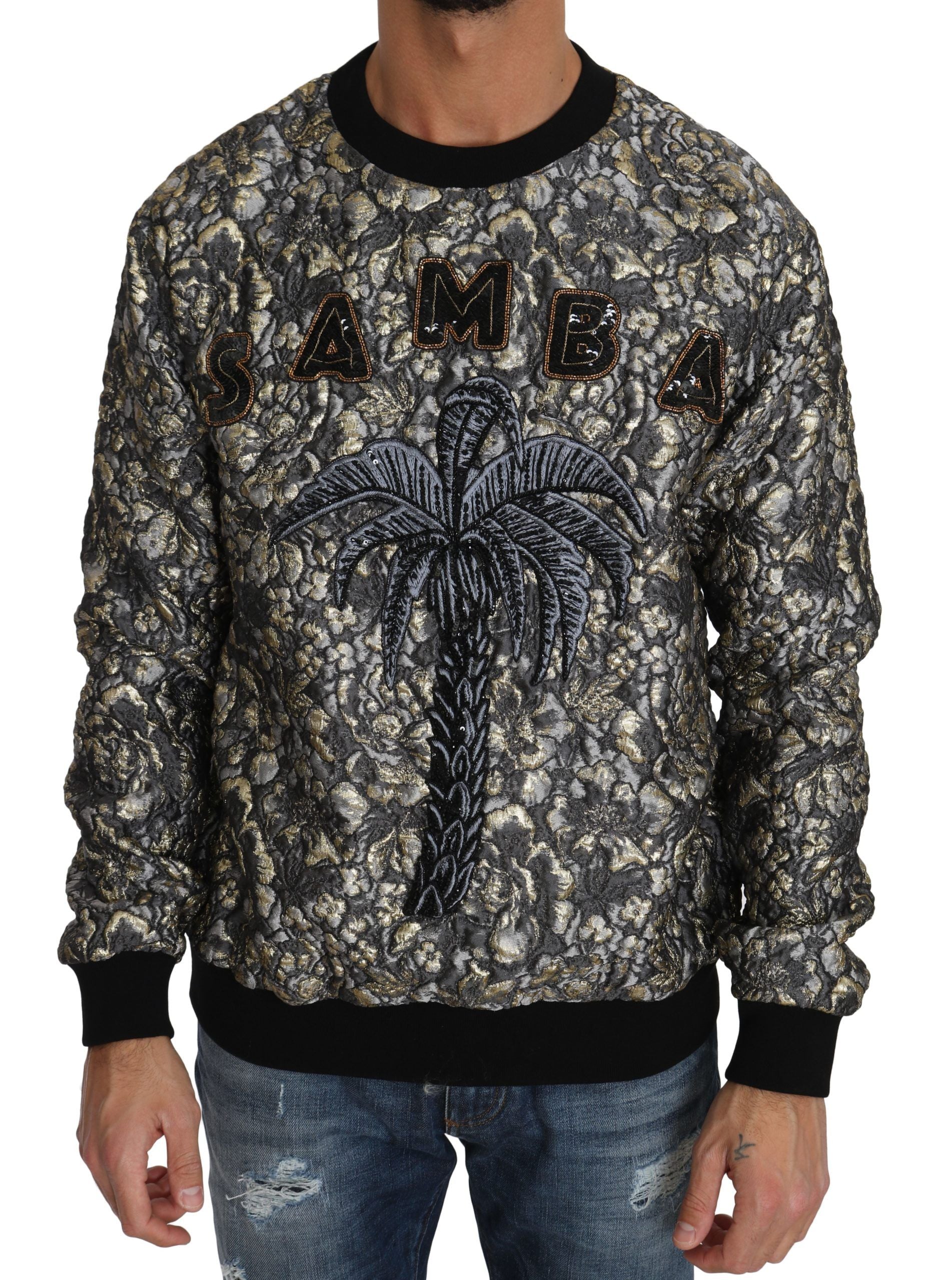 Dolce & Gabbana Multicolor SAMBA Jacquard Palmtree Pullover Men's Sweater