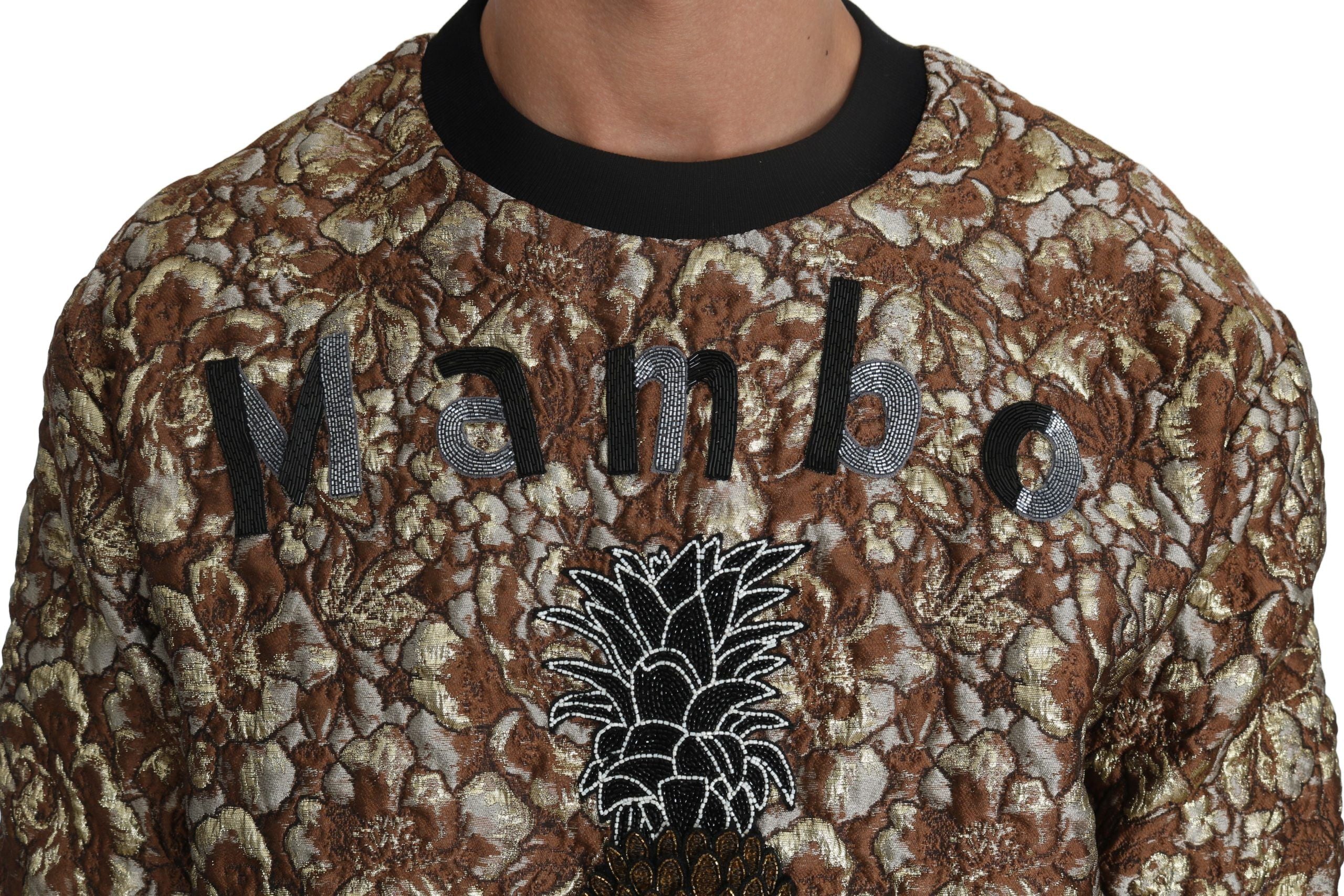 Dolce & Gabbana Multicolor MAMBO Jacquard Pineapple Pullover Men's Sweater