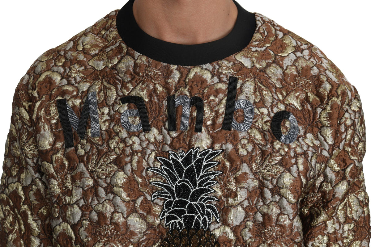 Dolce & Gabbana Multicolor MAMBO Jacquard Pineapple Pullover Men's Sweater