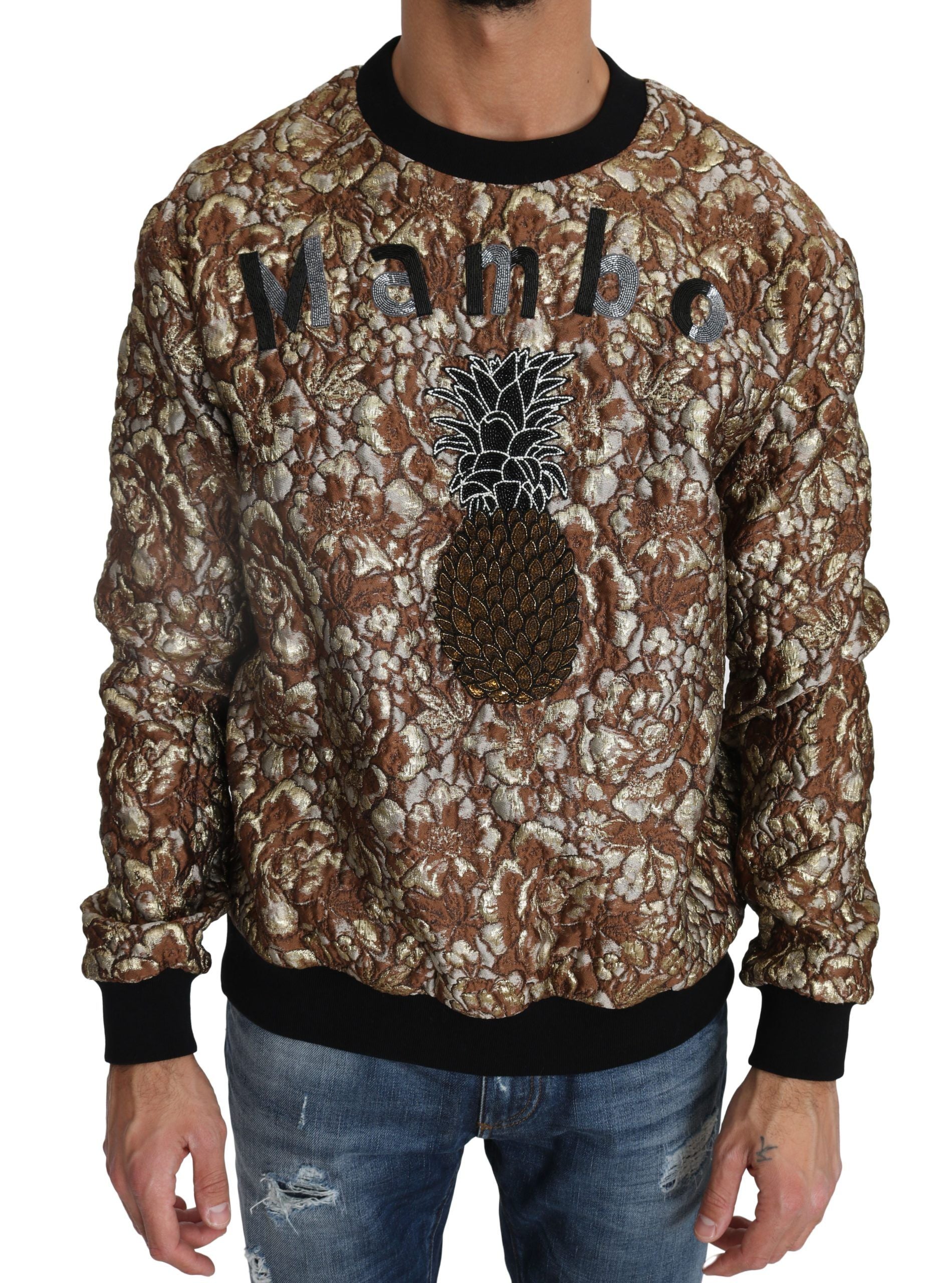 Dolce & Gabbana Multicolor MAMBO Jacquard Pineapple Pullover Men's Sweater