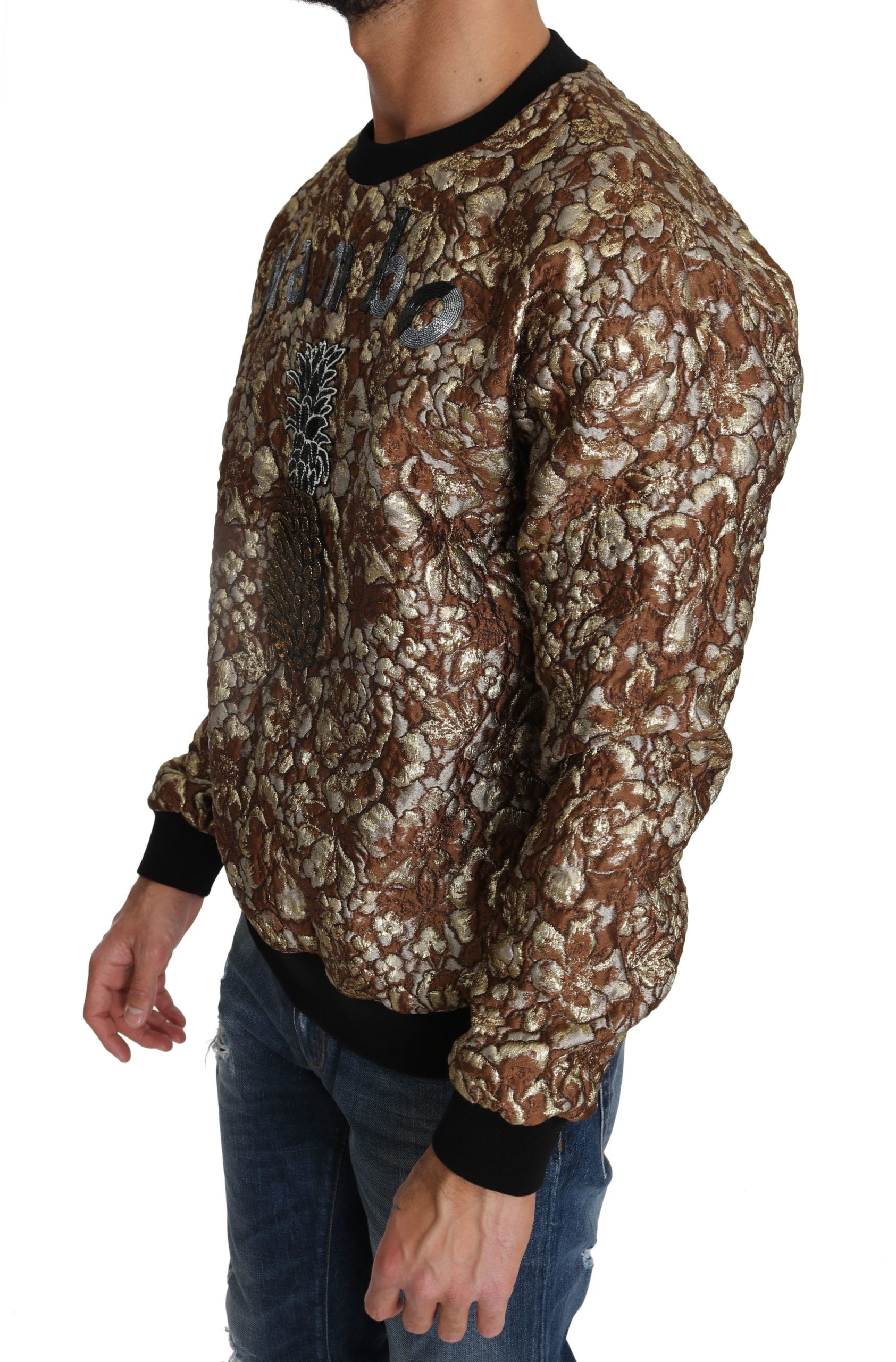 Dolce & Gabbana Multicolor MAMBO Jacquard Pineapple Pullover Men's Sweater