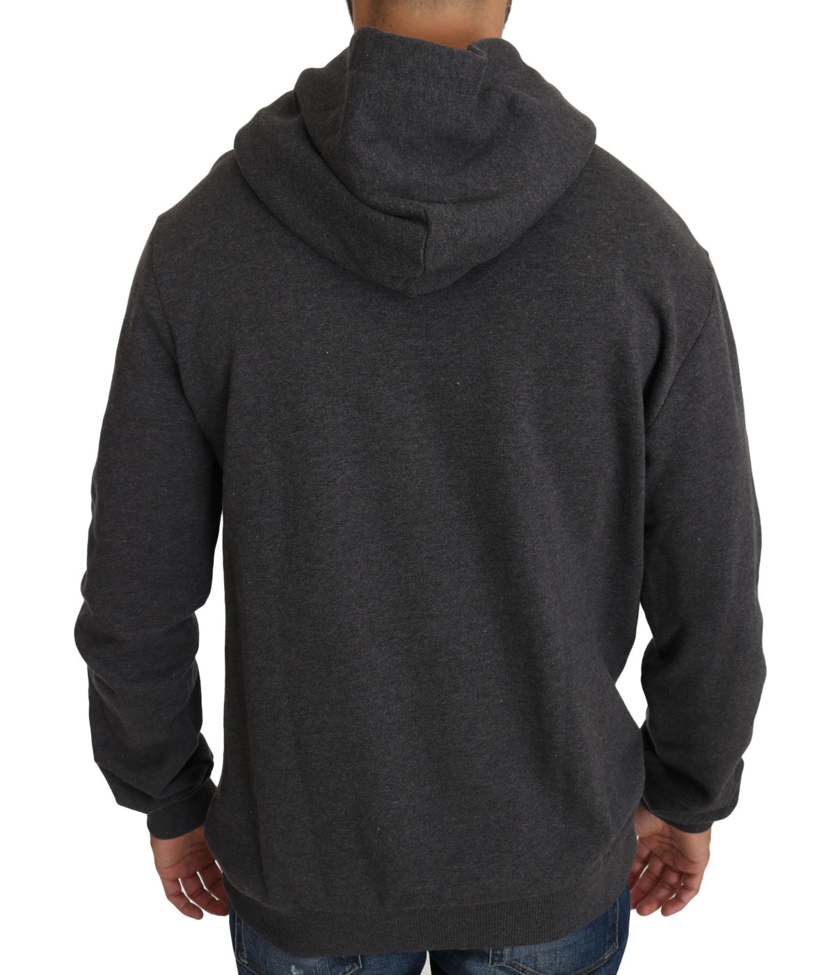 Dolce & Gabbana Gray Hooded Red Crystal Heart Gun Men's Sweater