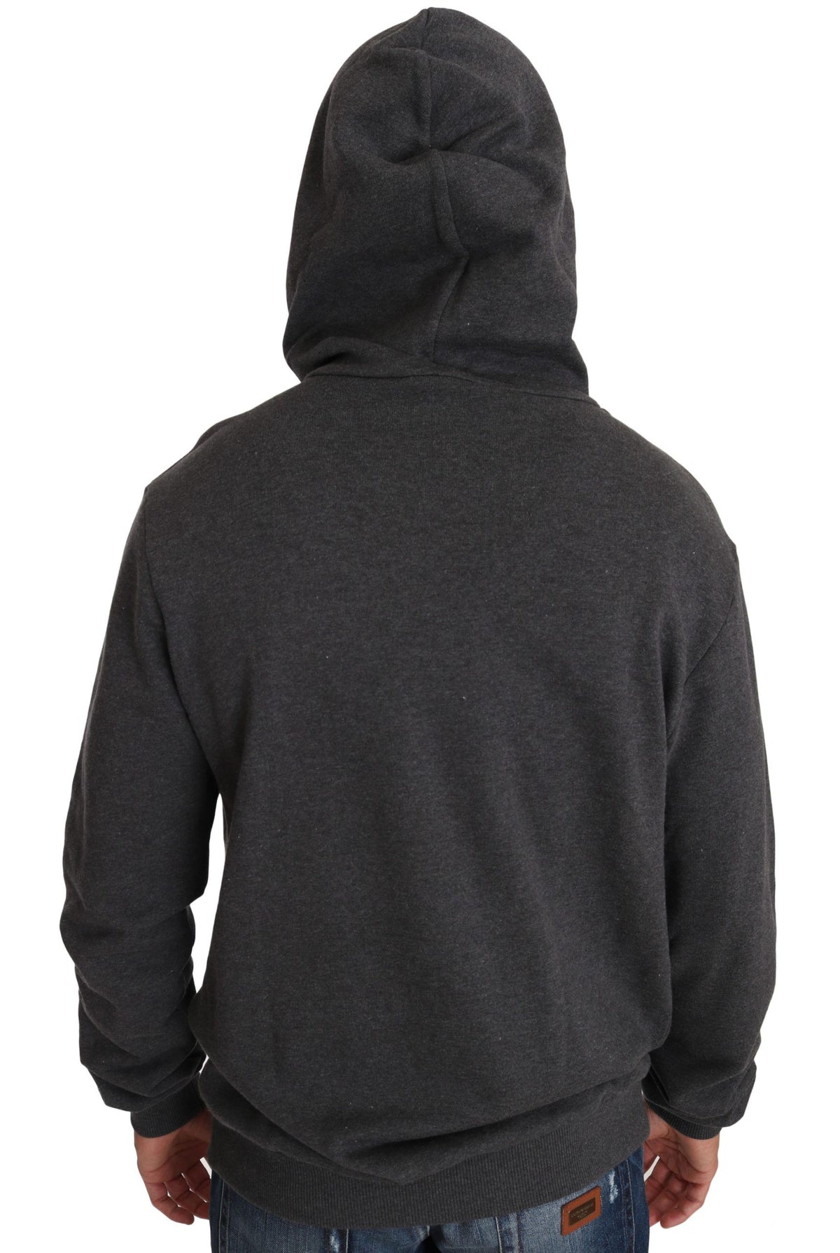 Dolce & Gabbana Gray Hooded Red Crystal Heart Gun Men's Sweater
