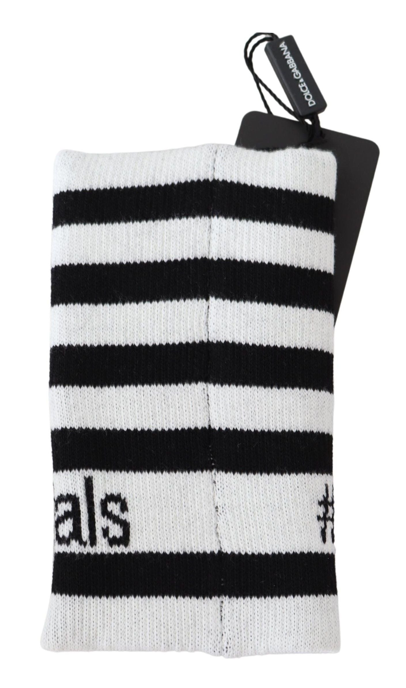 Dolce & Gabbana Black White Wool DGMillennials Wristband Men's Wrap