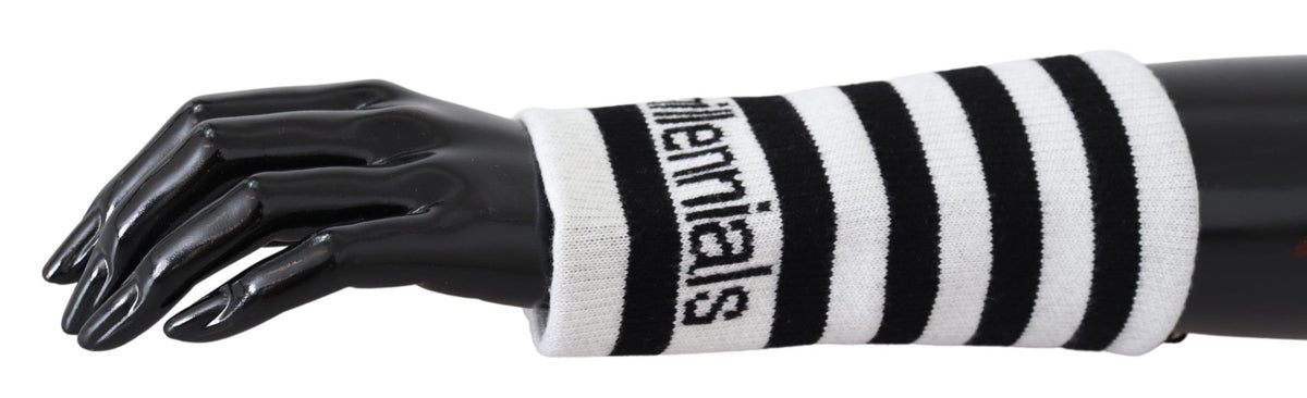 Dolce & Gabbana Black White Wool DGMillennials Wristband Men's Wrap
