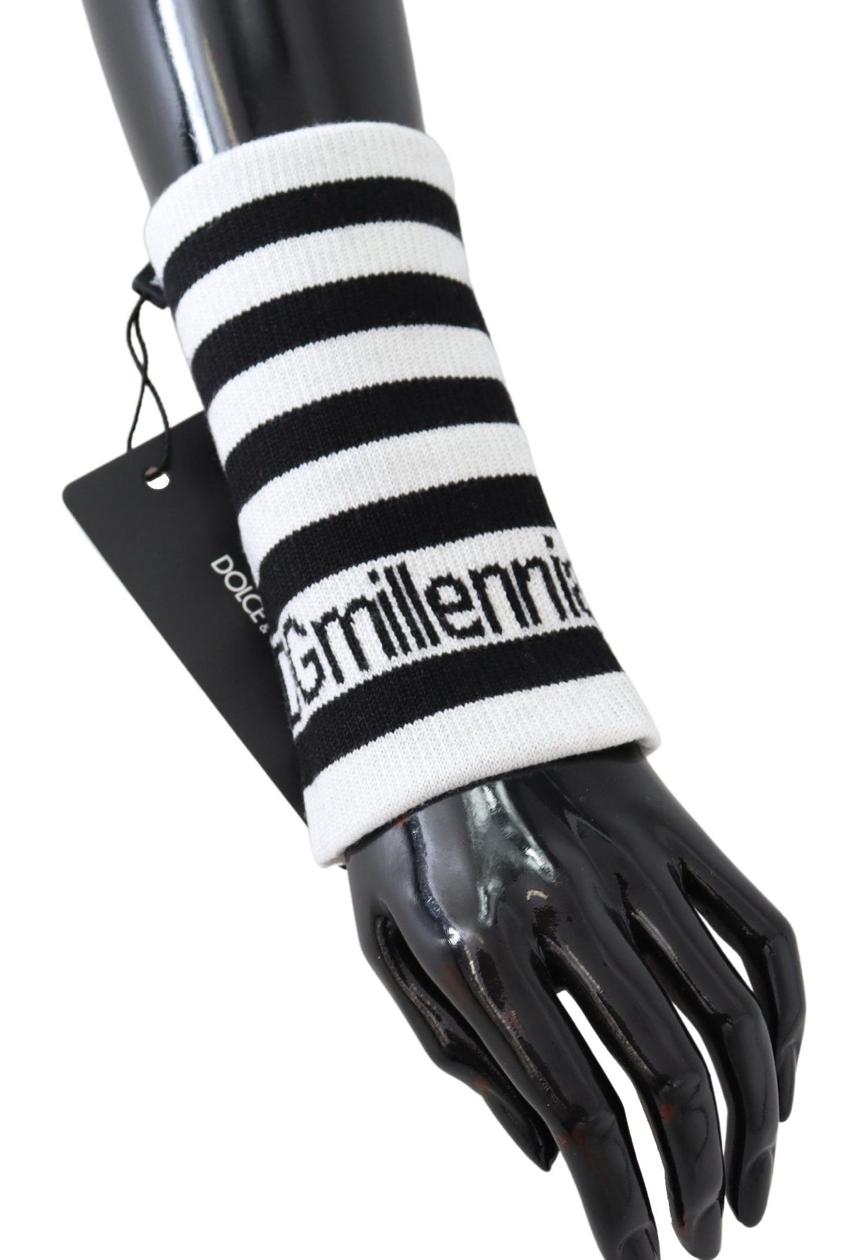 Dolce & Gabbana Black White Wool DGMillennials Wristband Men's Wrap