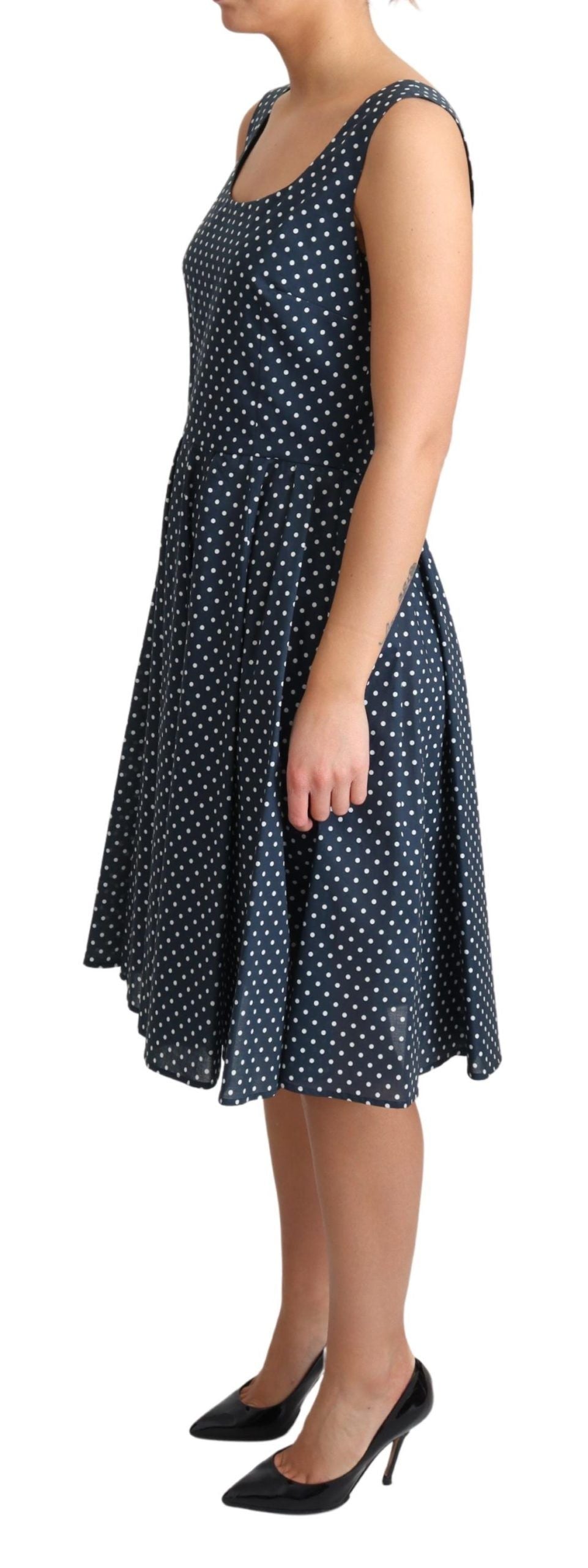 Dolce & Gabbana Blue Dotted Cotton A-Line Gown Women's Dress
