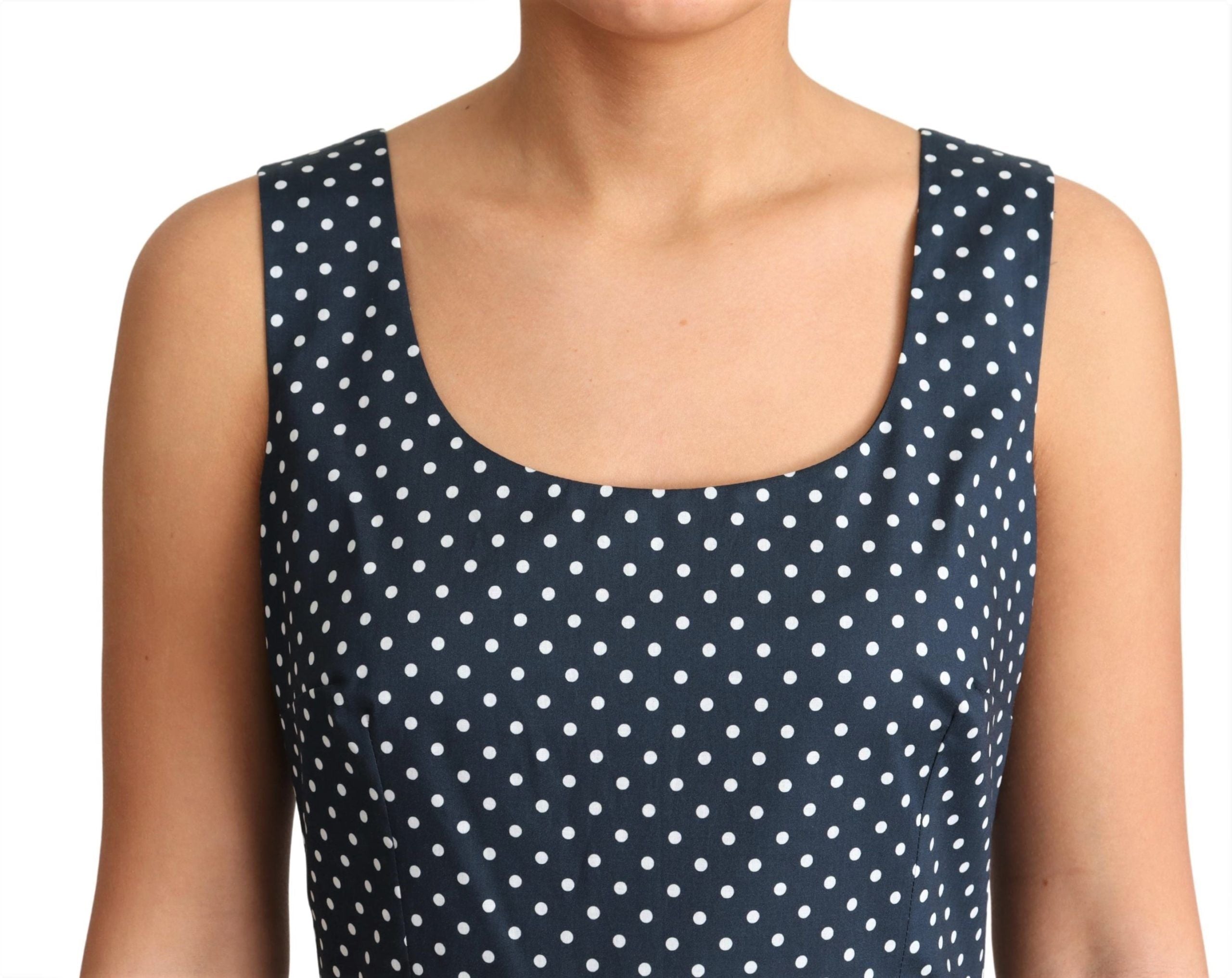 Dolce & Gabbana Blue Dotted Cotton A-Line Gown Women's Dress