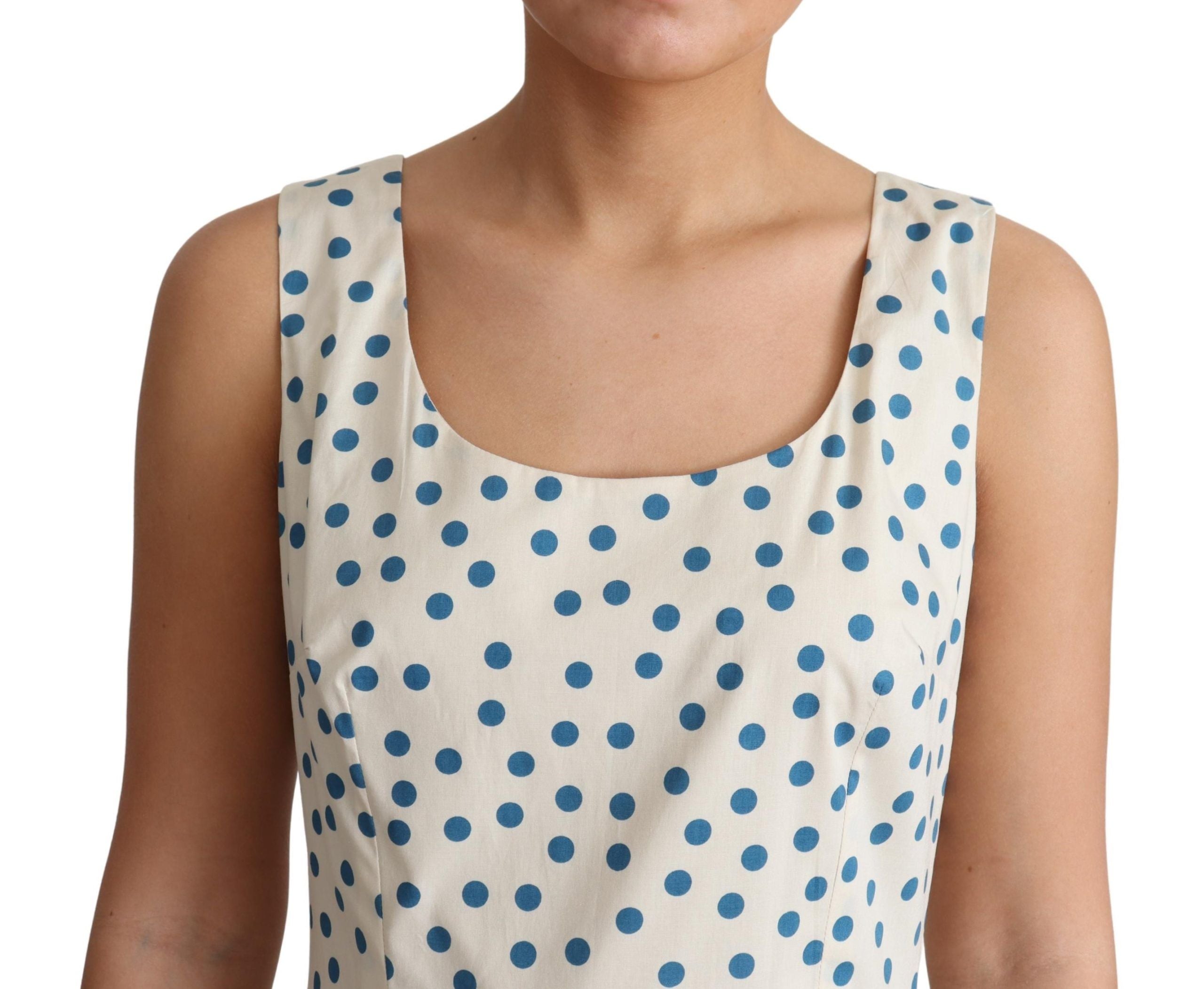 Dolce & Gabbana Elegant Beige Polka Dot A-Line Sleeveless Women's Dress