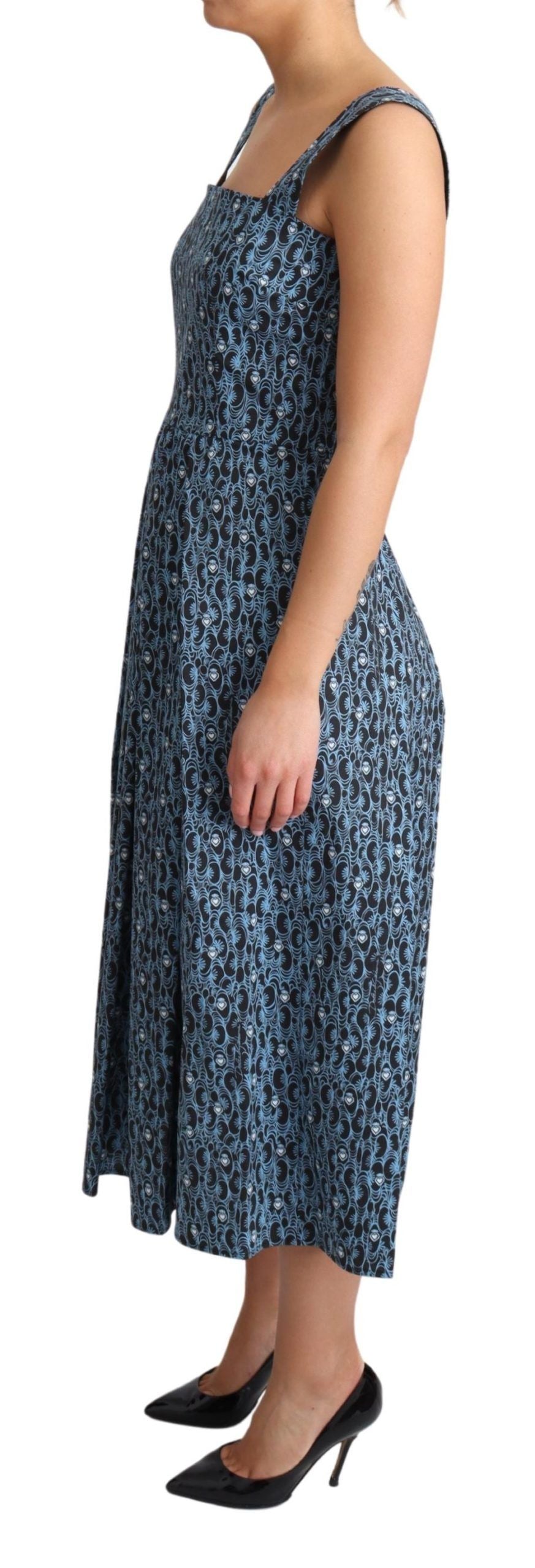 Dolce & Gabbana Blue Heart Cotton A-Line Stretch Women's Dress