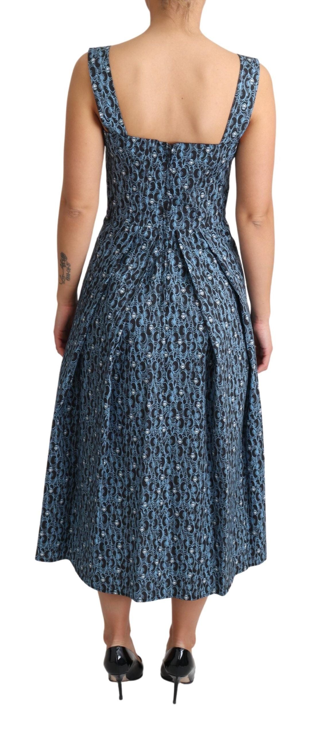 Dolce & Gabbana Blue Heart Cotton A-Line Stretch Women's Dress