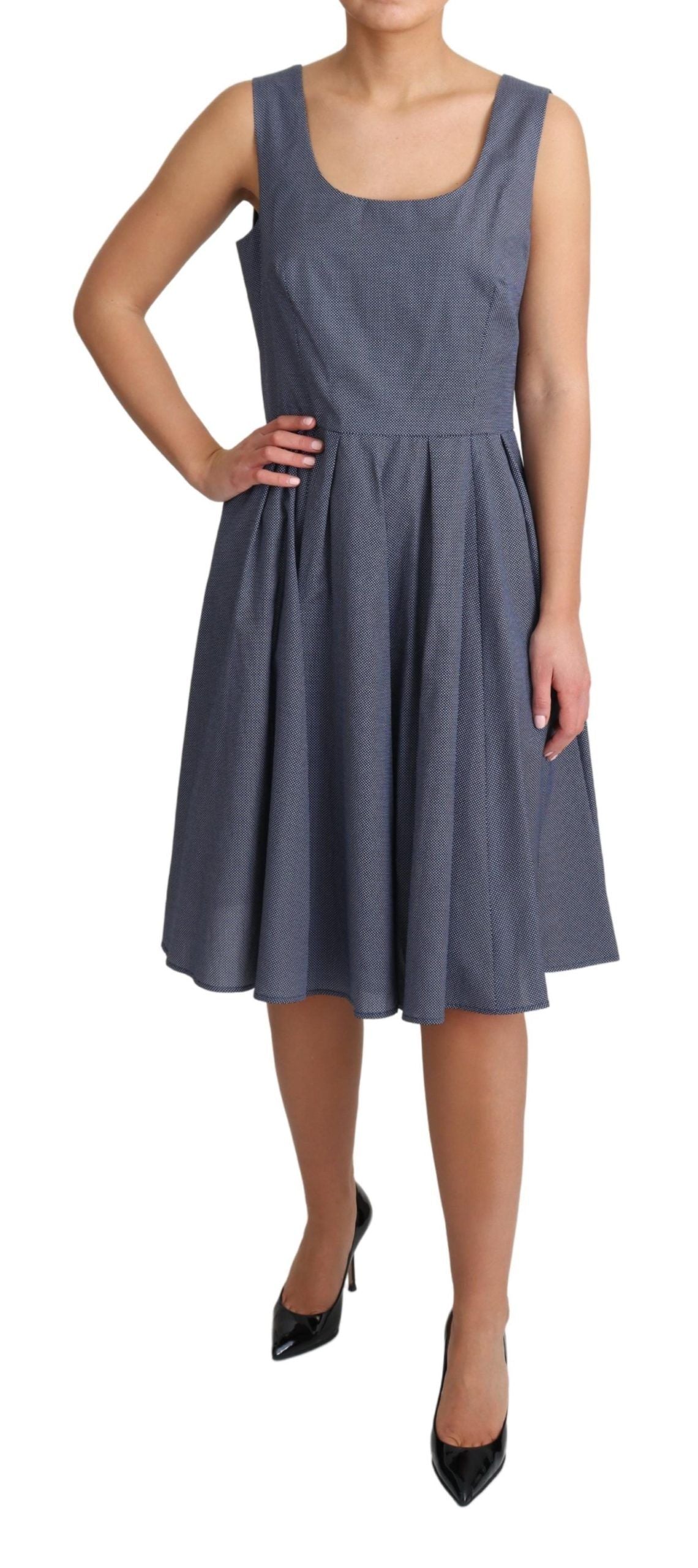 Dolce & Gabbana Blue Polka Cotton A-Line Stretch Women's Dress