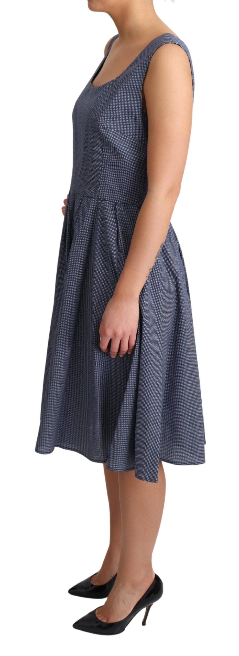 Dolce & Gabbana Blue Polka Cotton A-Line Stretch Women's Dress