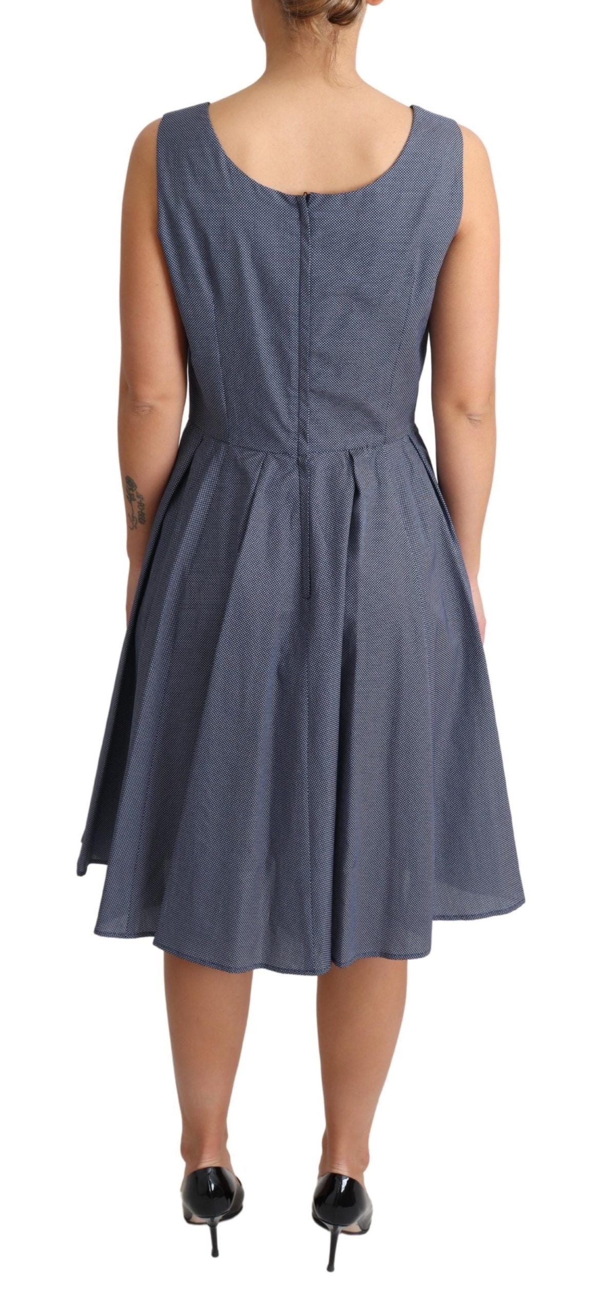 Dolce & Gabbana Blue Polka Cotton A-Line Stretch Women's Dress