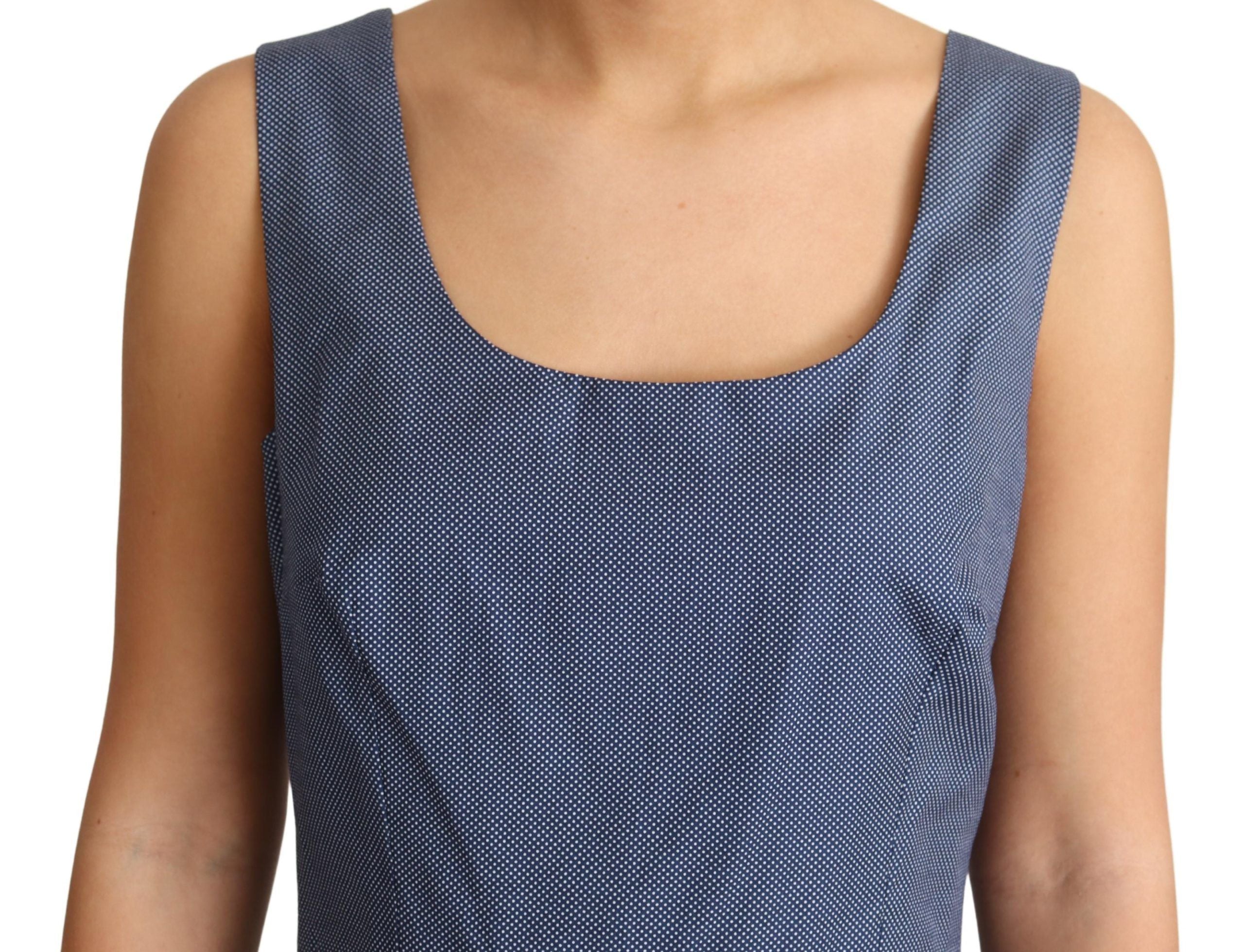Dolce & Gabbana Blue Polka Cotton A-Line Stretch Women's Dress