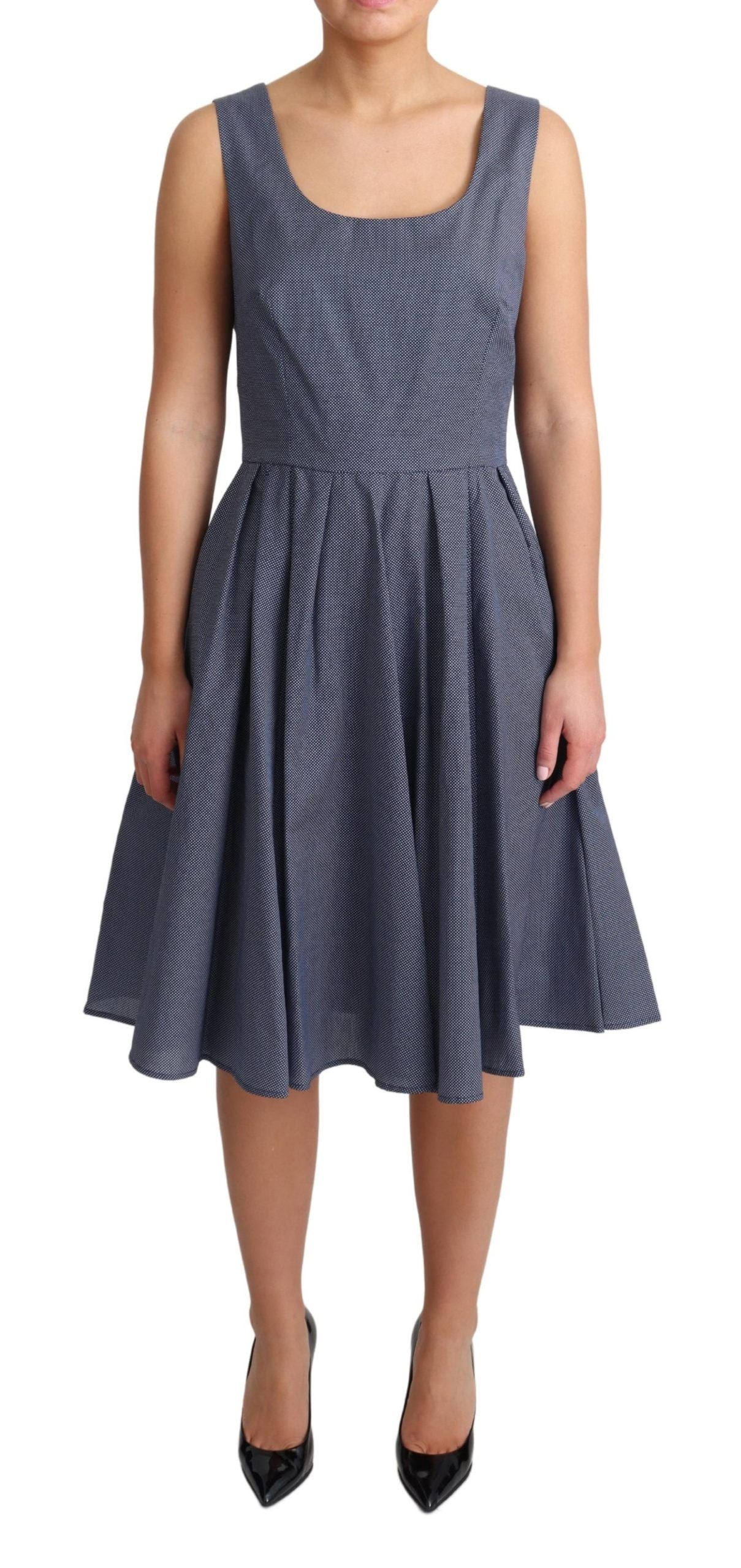 Dolce & Gabbana Chic Blue Polka-Dotted Sleeveless A-Line Women's Dress