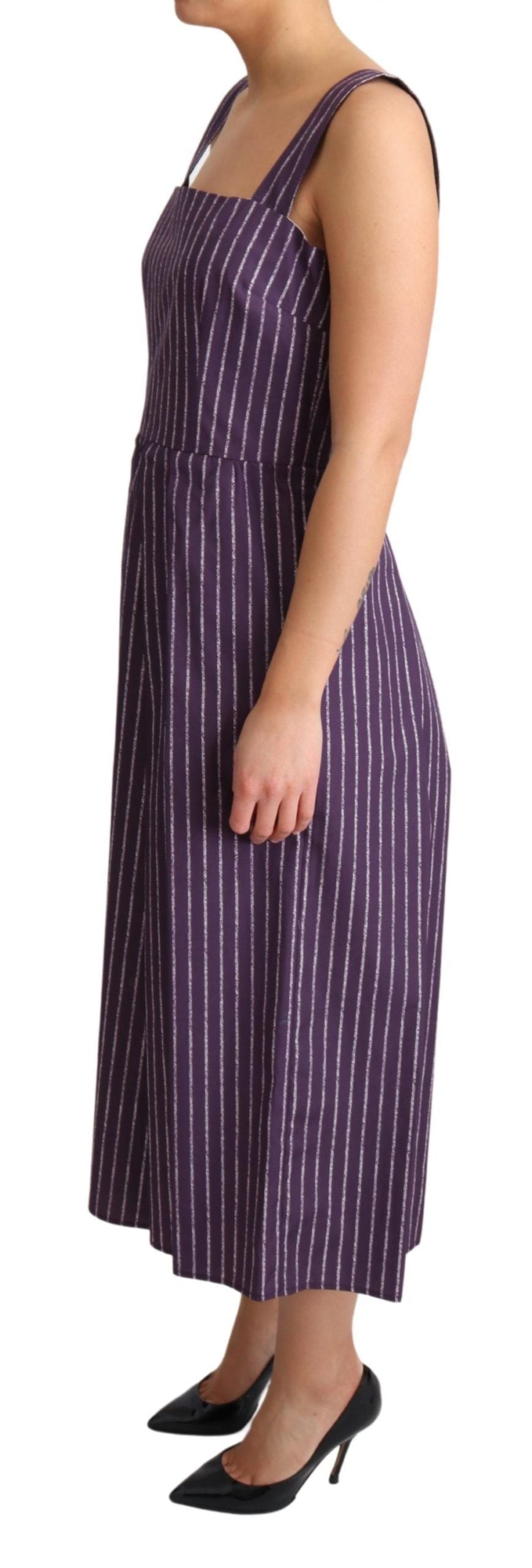 Dolce & Gabbana Elegant Sleeveless A-Line Purple Stripe Women's Dress