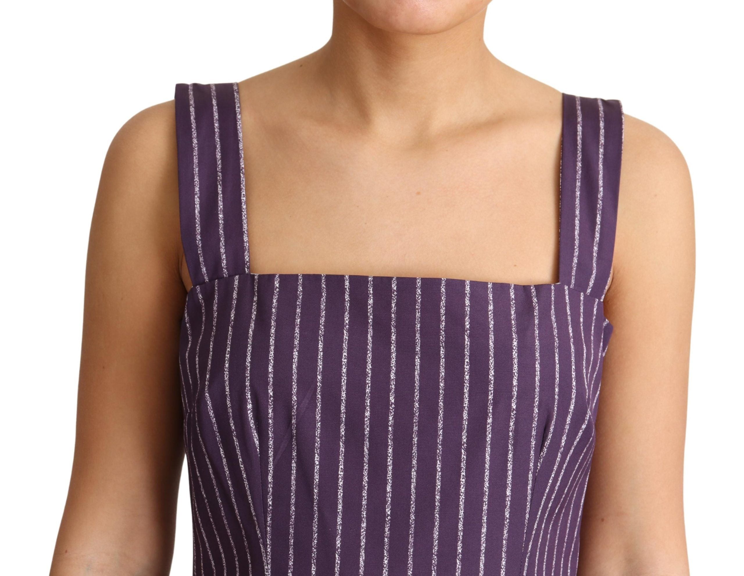 Dolce & Gabbana Elegant Sleeveless A-Line Purple Stripe Women's Dress