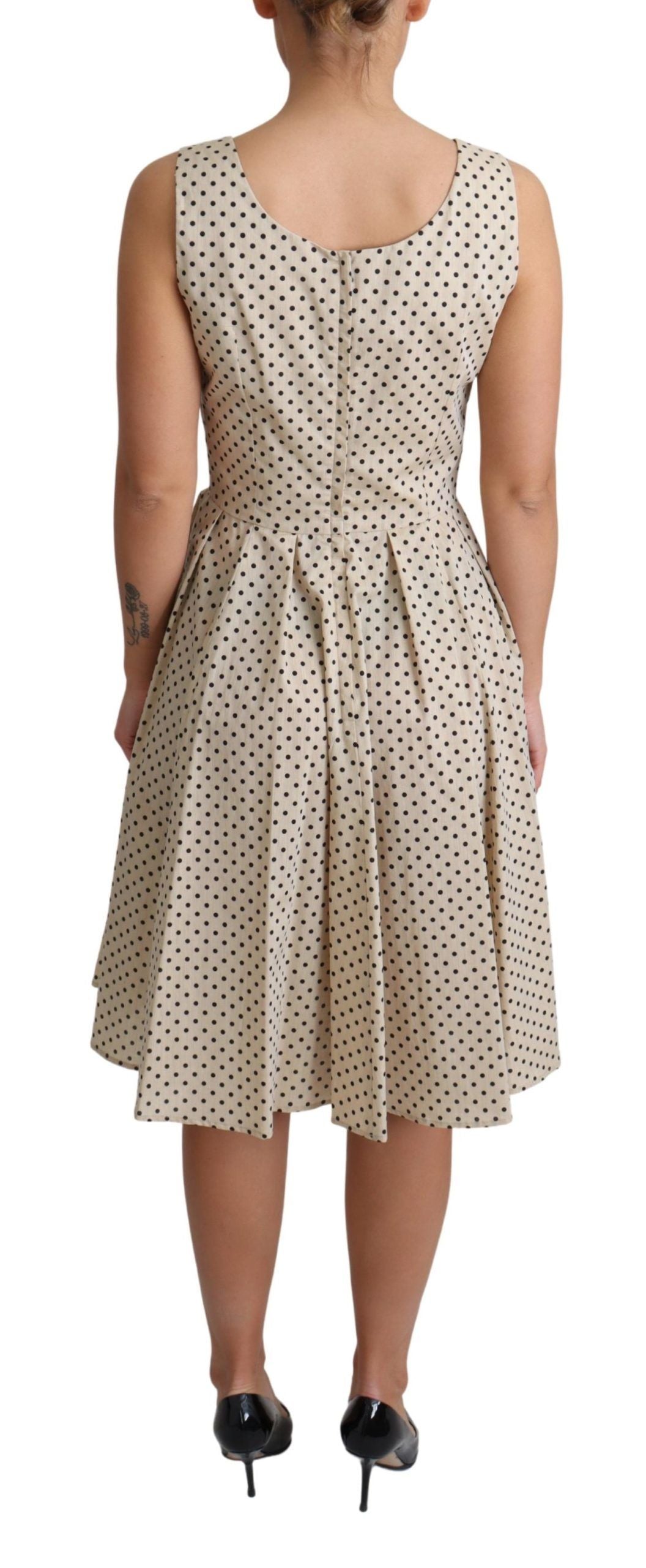 Dolce & Gabbana Beige Polka Dotted Cotton A-Line Women's Dress