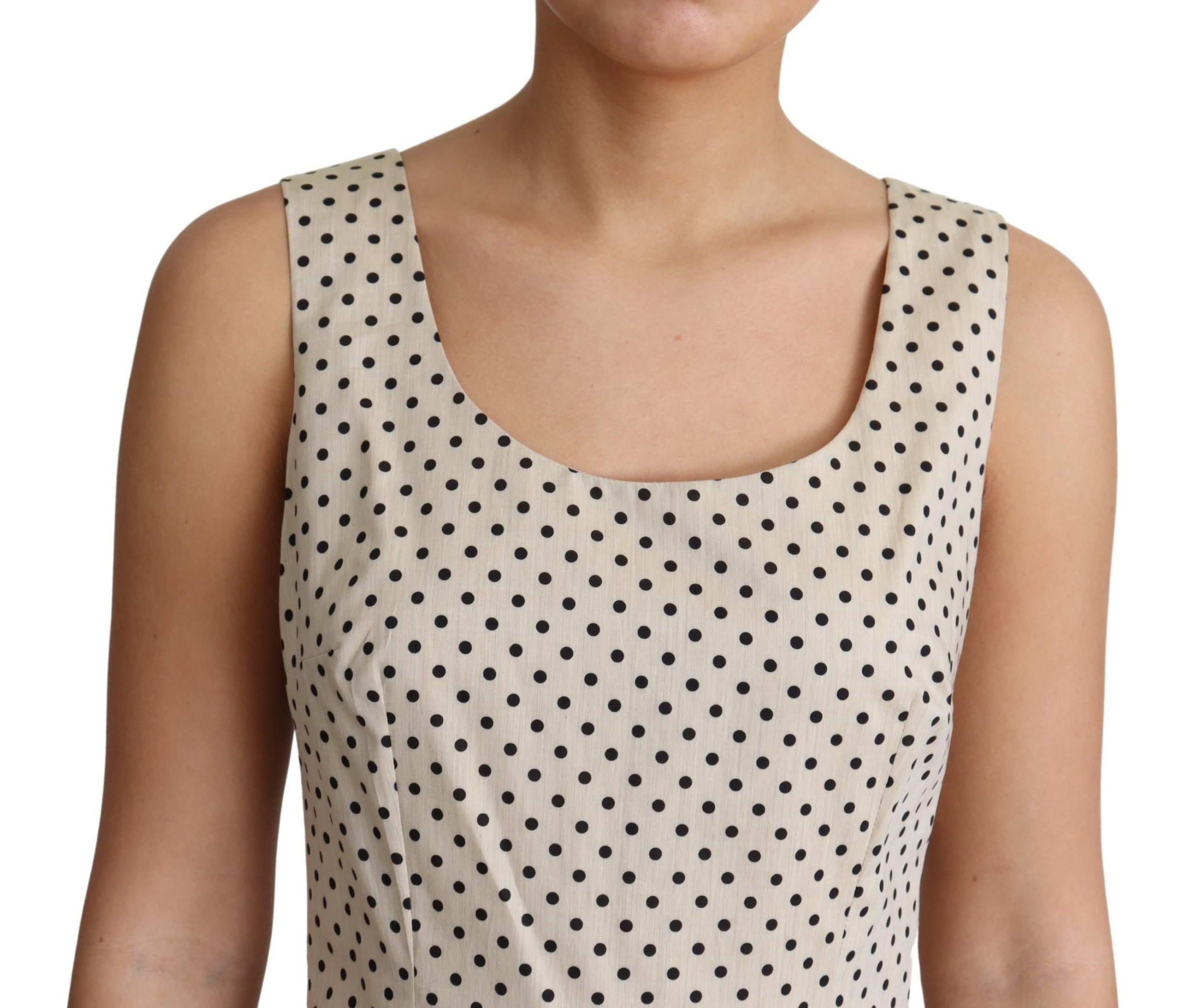 Dolce & Gabbana Beige Polka Dotted Cotton A-Line Women's Dress