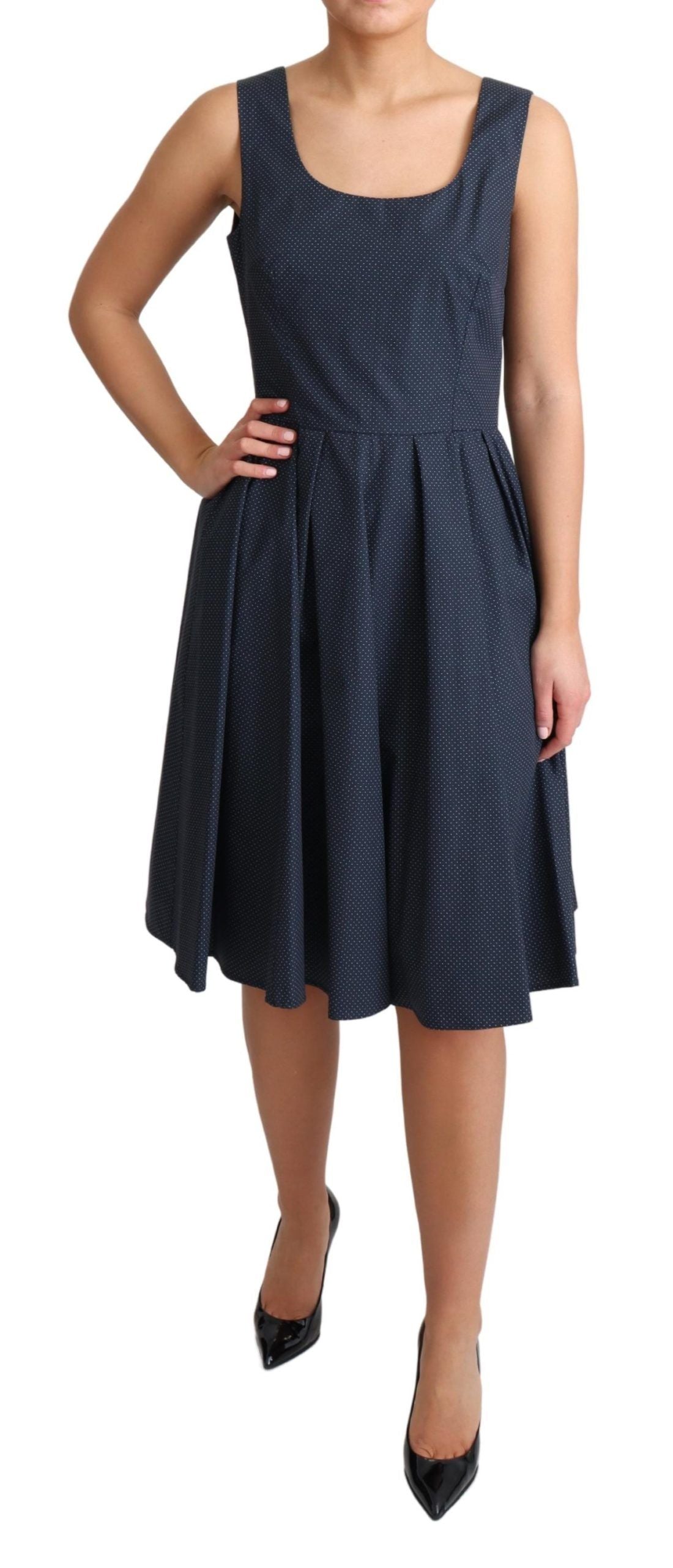Dolce & Gabbana Blue Polka Dotted Cotton A-Line Women's Dress