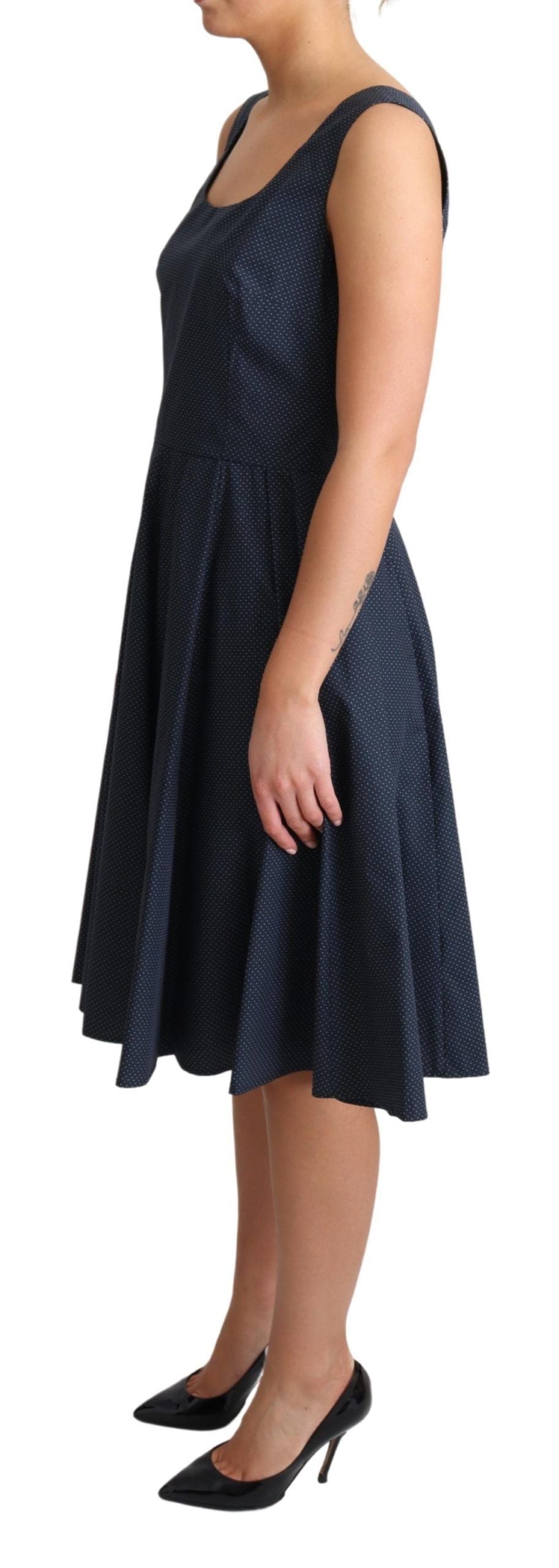 Dolce & Gabbana Blue Polka Dotted Cotton A-Line Women's Dress