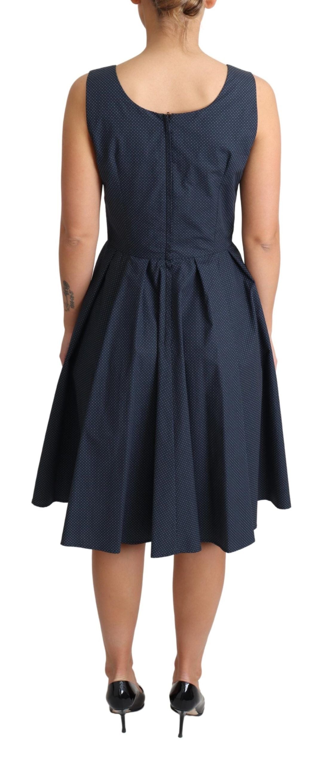 Dolce & Gabbana Blue Polka Dotted Cotton A-Line Women's Dress