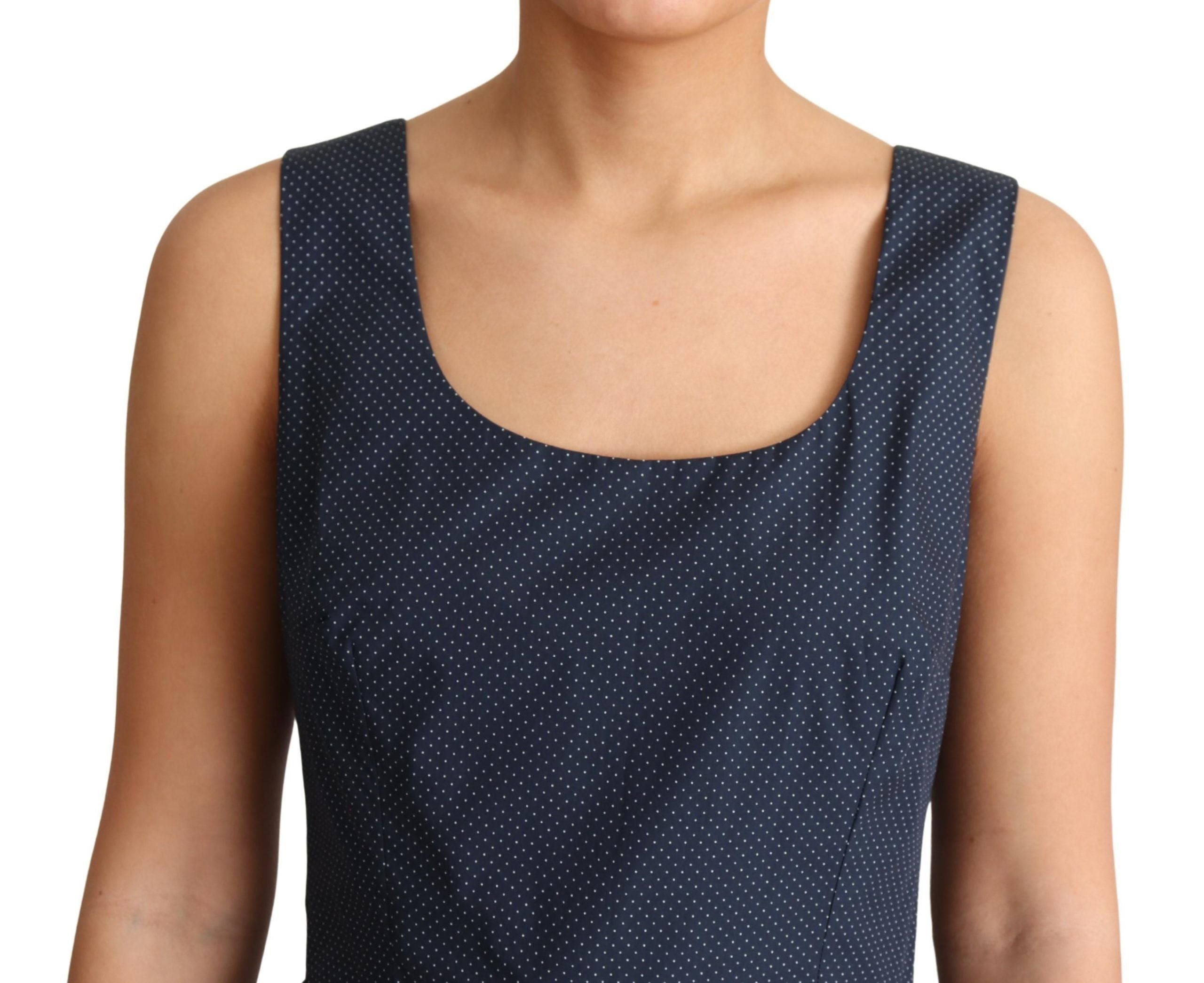 Dolce & Gabbana Blue Polka Dotted Cotton A-Line Women's Dress