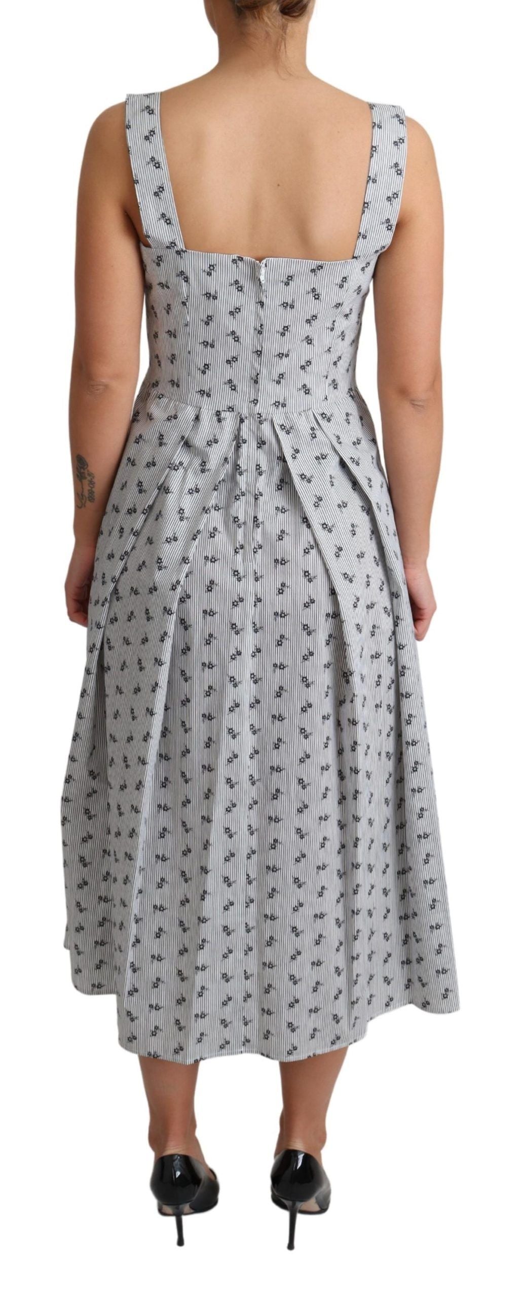 Dolce & Gabbana Elegant Striped Floral A-Line Women's Dress