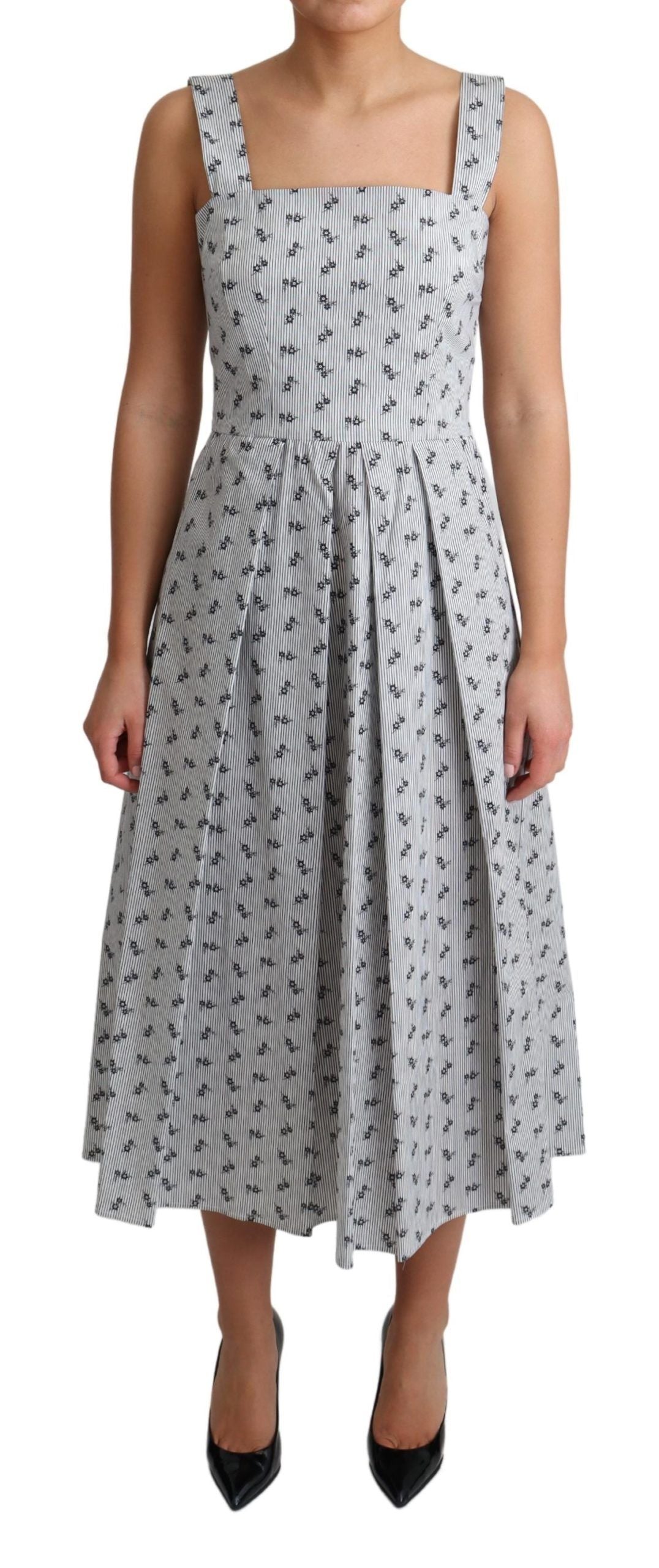 Dolce & Gabbana Elegant Striped Floral A-Line Women's Dress