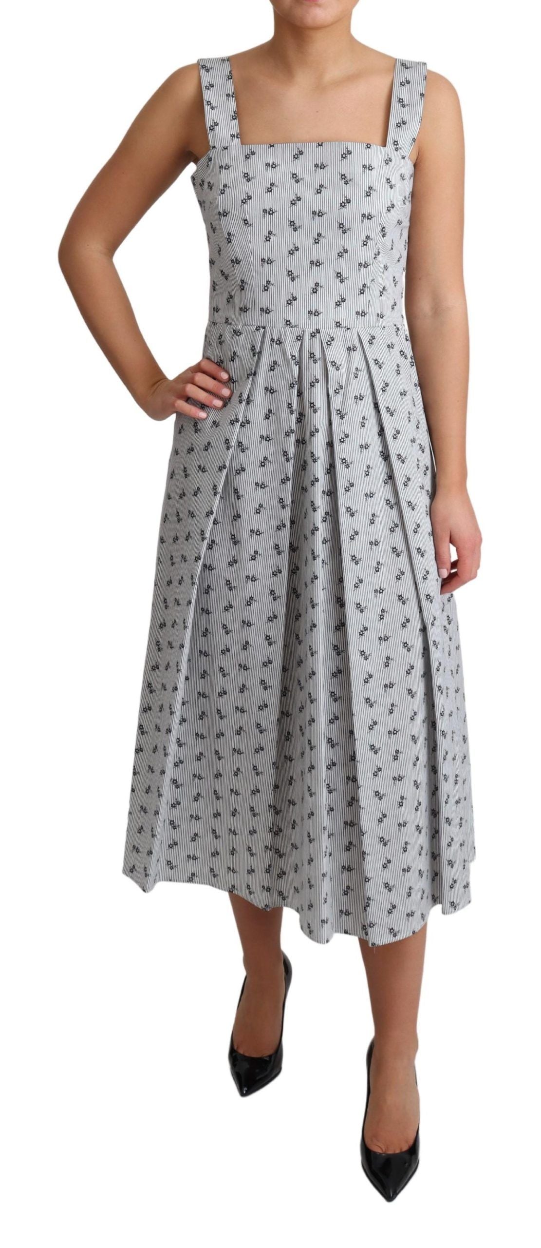 Dolce & Gabbana Elegant Striped Floral A-Line Women's Dress