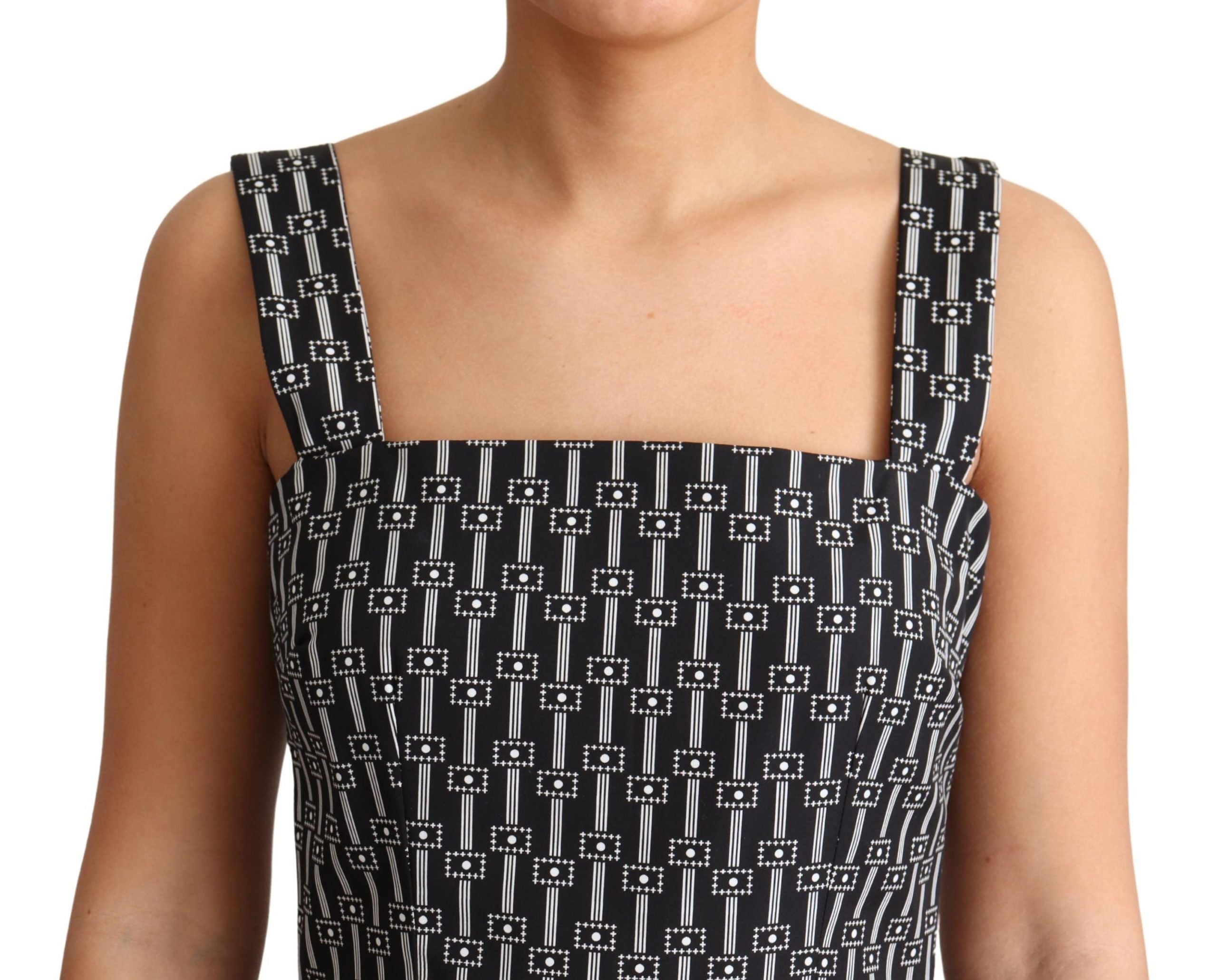 Dolce & Gabbana Black White Pattern Cotton A-Line Women's Dress