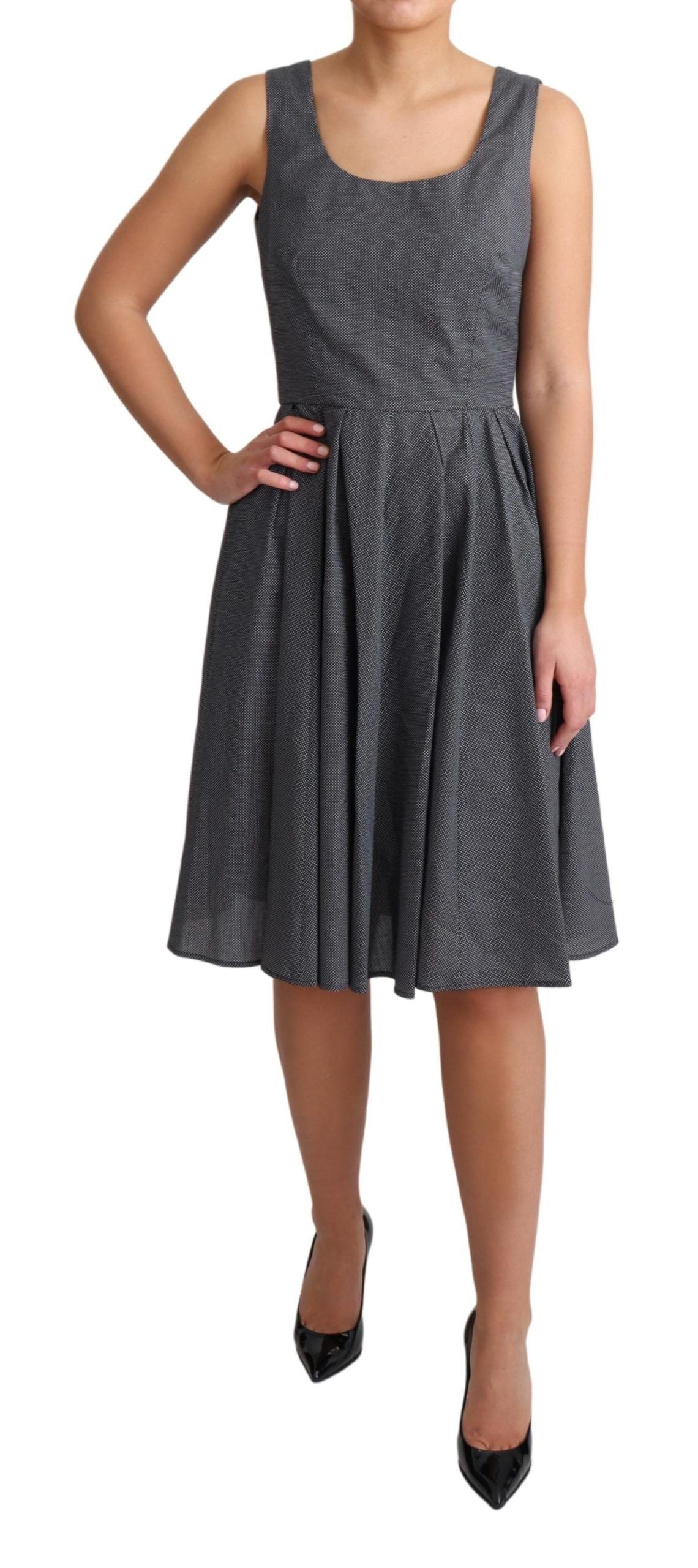 Dolce & Gabbana Black Polka Dotted Cotton A-Line Women's Dress