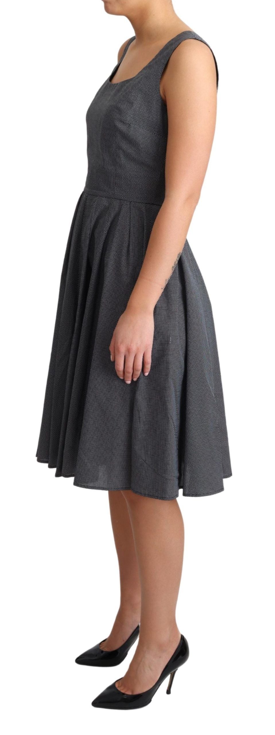 Dolce & Gabbana Black Polka Dotted Cotton A-Line Women's Dress