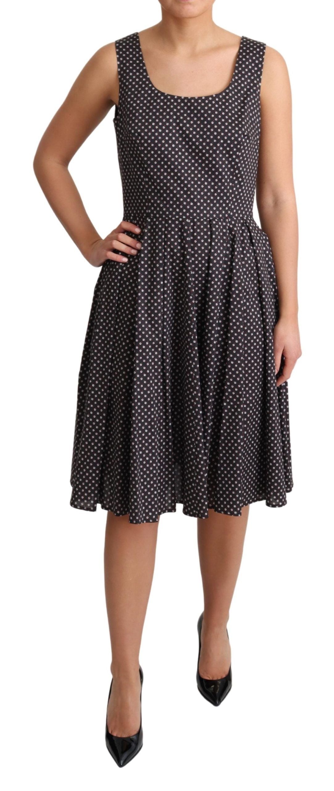 Dolce & Gabbana Black Floral Cotton A-Line Stretch Women's Dress