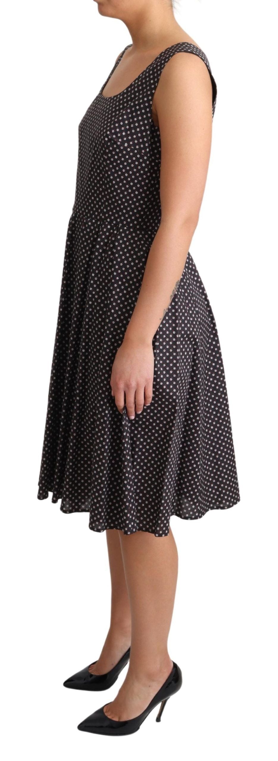 Dolce & Gabbana Black Floral Cotton A-Line Stretch Women's Dress