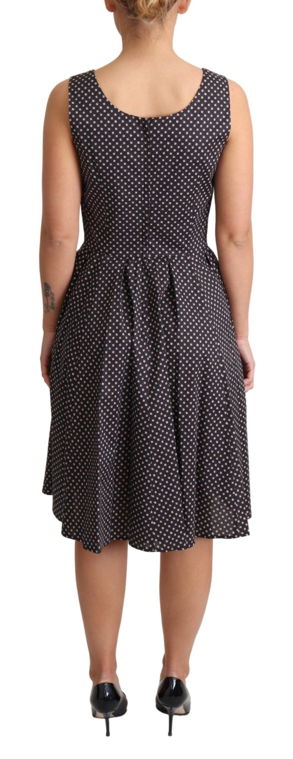 Dolce & Gabbana Black Floral Cotton A-Line Stretch Women's Dress