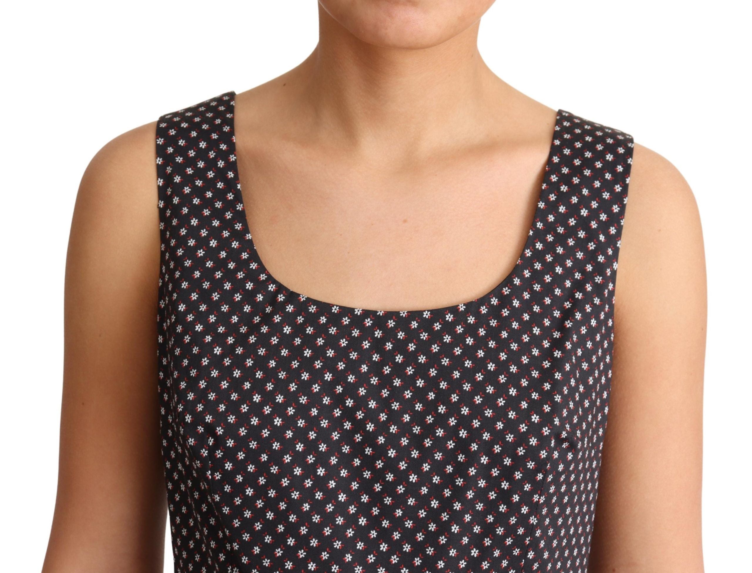 Dolce & Gabbana Black Floral Cotton A-Line Stretch Women's Dress