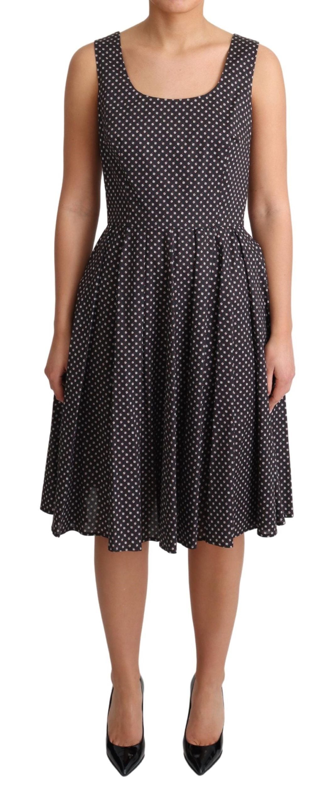 Dolce & Gabbana Black Floral Cotton A-Line Stretch Women's Dress