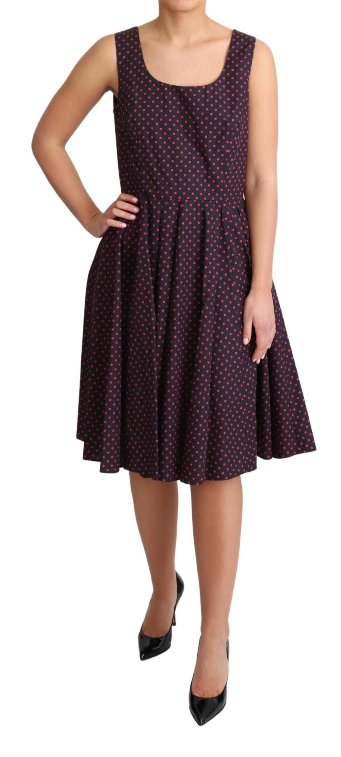 Dolce & Gabbana Chic Polka Dotted A-Line Sleeveless Women's Dress